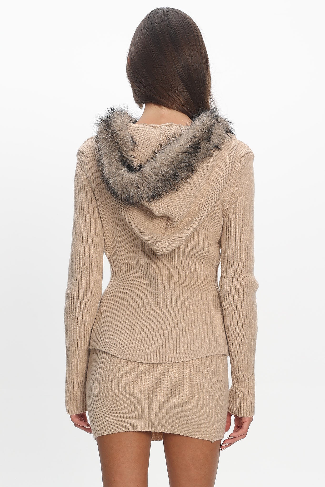 Odetta Ribbed Knit Mini Skirt Sand by Selfie Leslie Australia