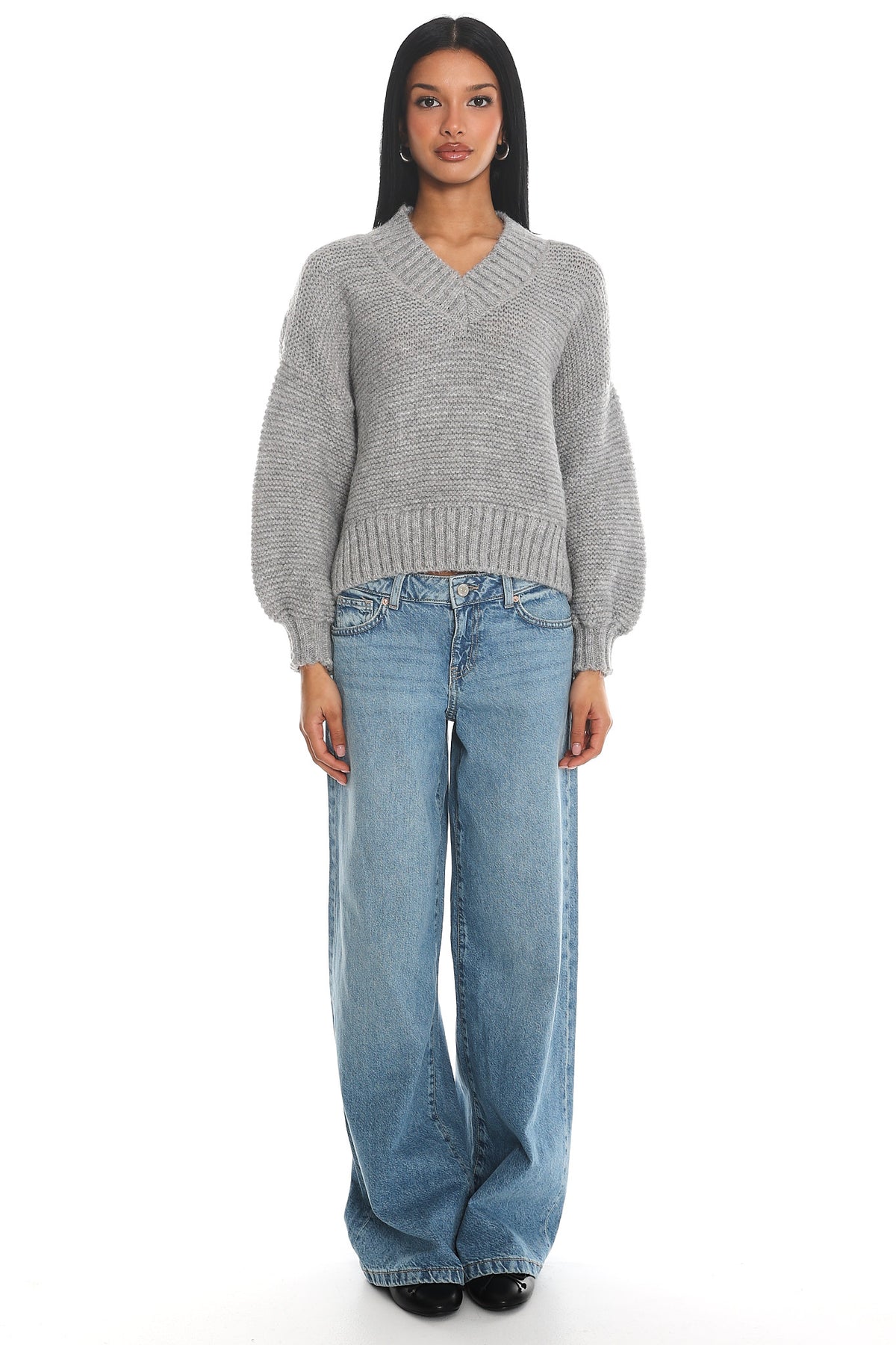 Samaya Chunky Knit Sweater Grey by Selfie Leslie Australia