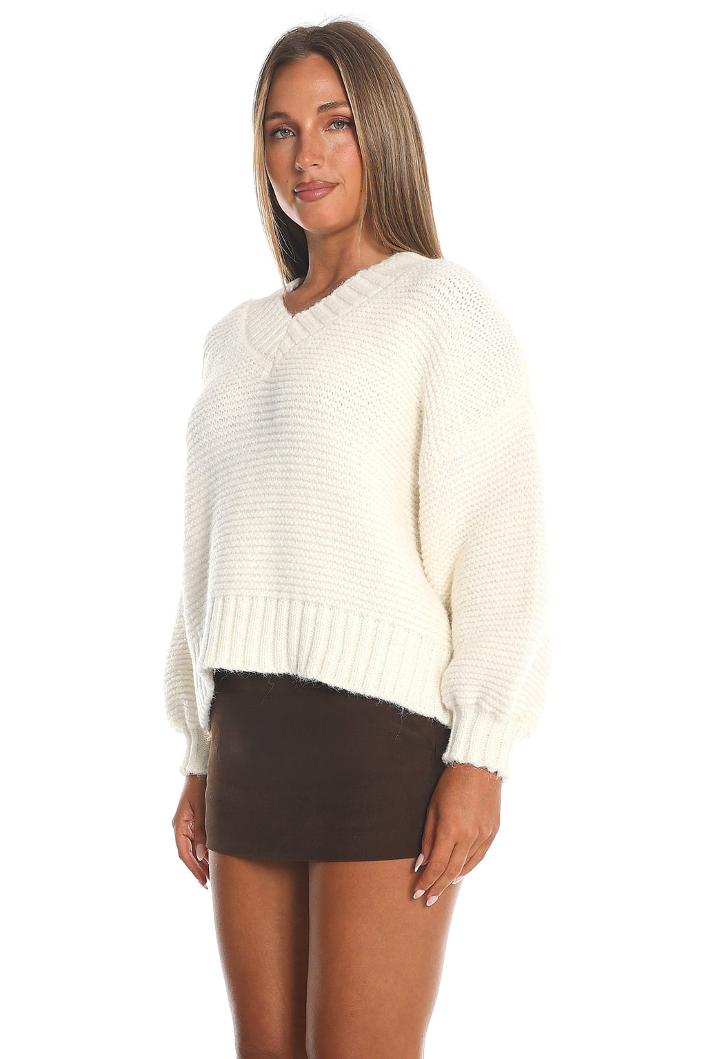 Samaya Chunky Knit Sweater Cream by Selfie Leslie Australia
