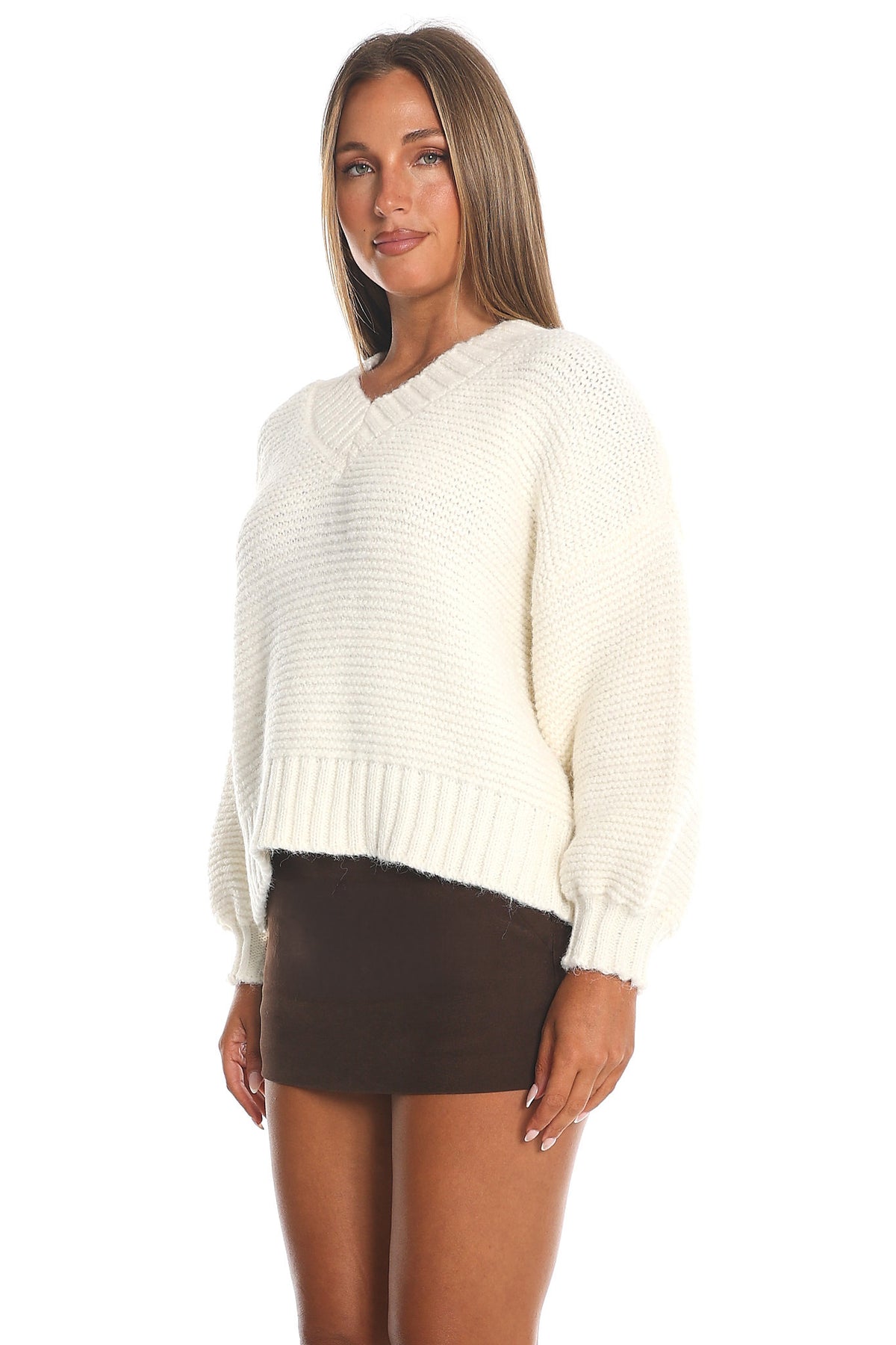 Samaya Chunky Knit Sweater Cream by Selfie Leslie Australia