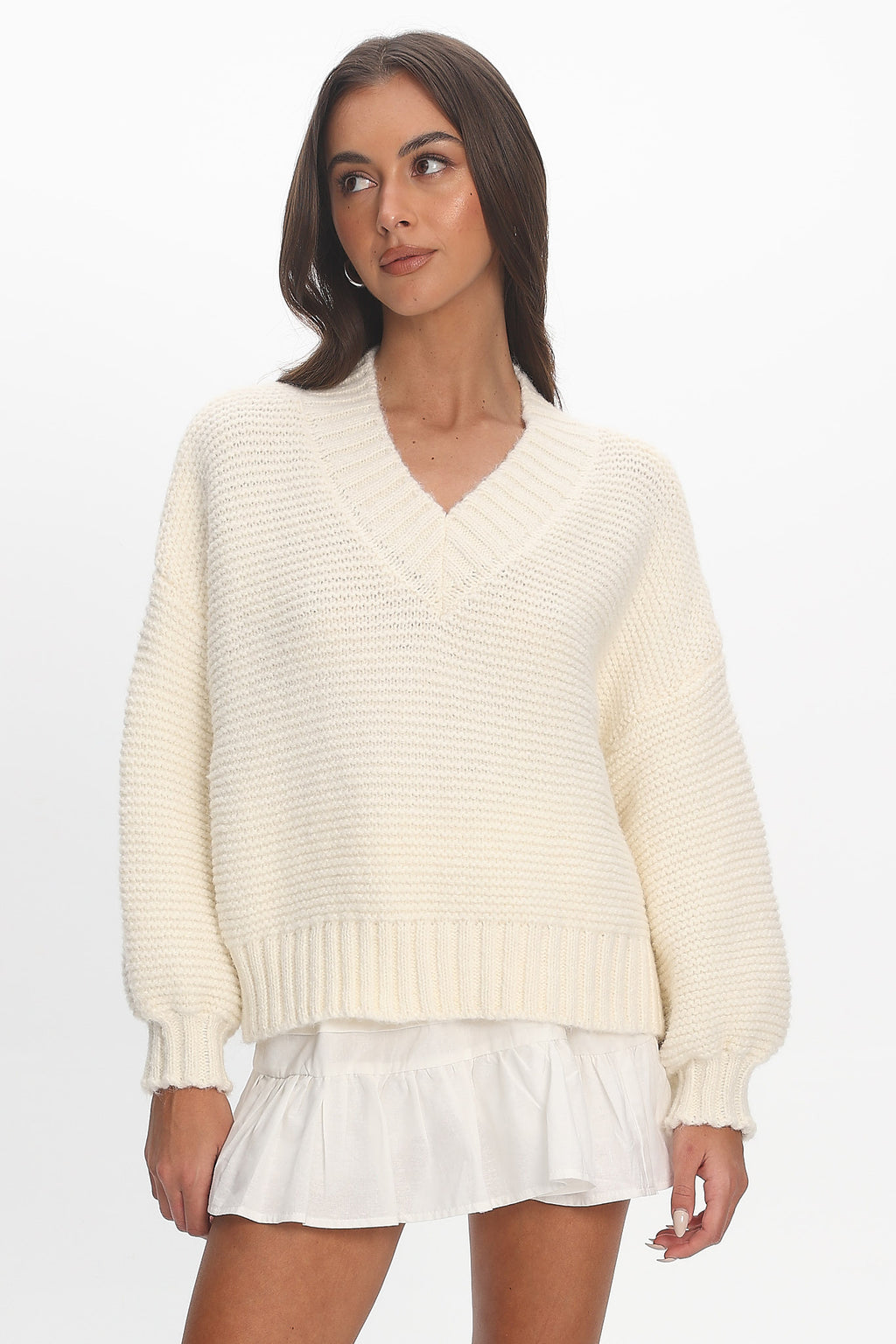 Samaya Chunky Knit Sweater Cream by Selfie Leslie Australia