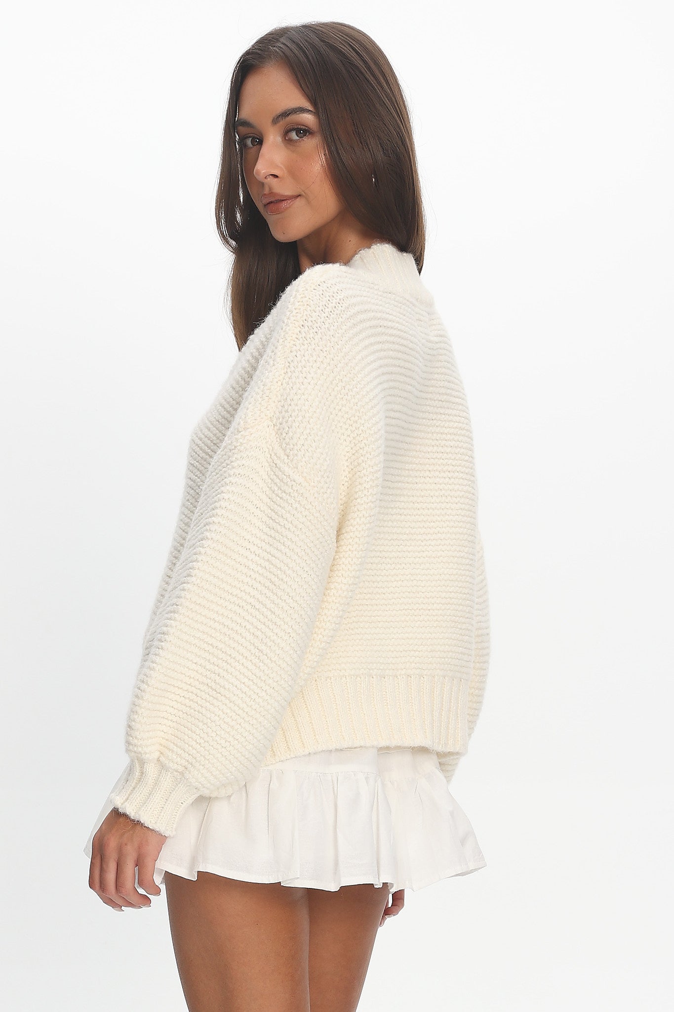 Samaya Chunky Knit Sweater Cream by Selfie Leslie Australia