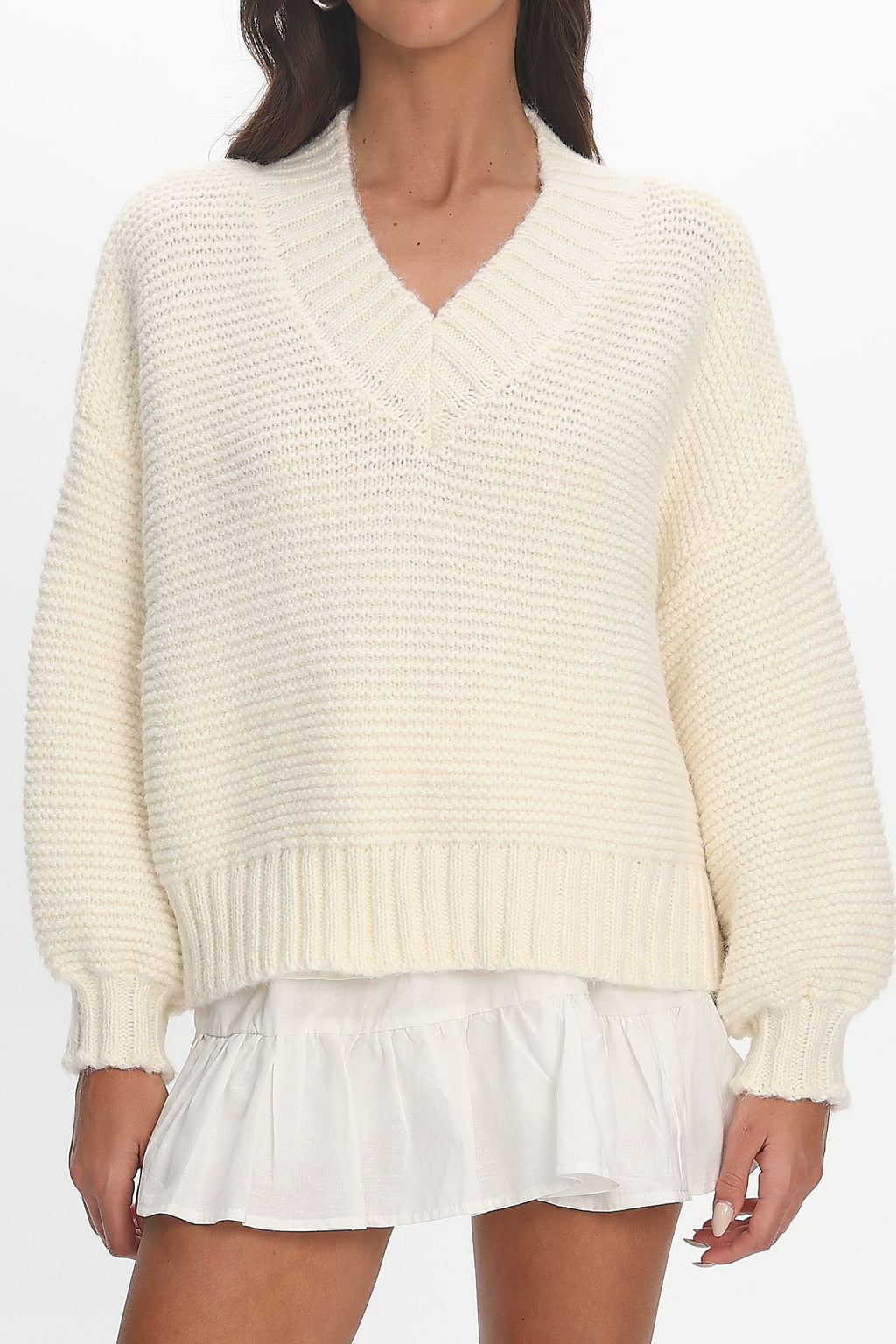Samaya Chunky Knit Sweater Cream by Selfie Leslie Australia
