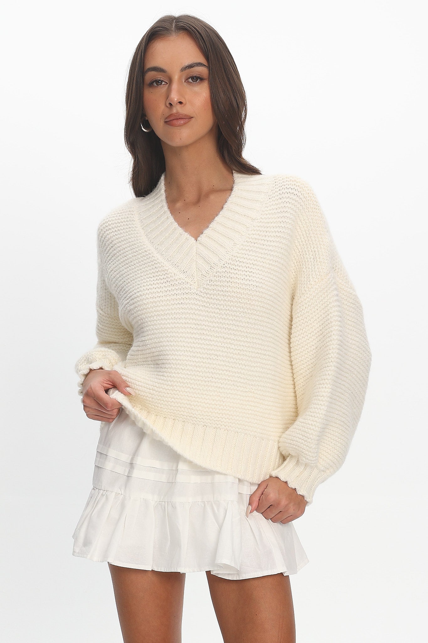 Samaya Chunky Knit Sweater Cream by Selfie Leslie Australia