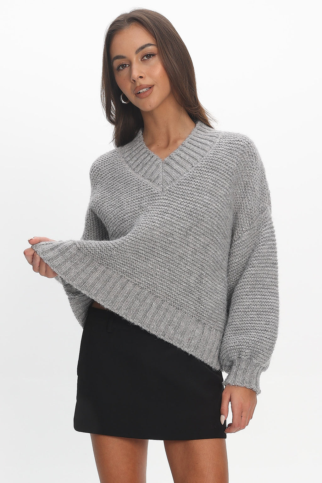 Samaya Chunky Knit Sweater Grey by Selfie Leslie Australia
