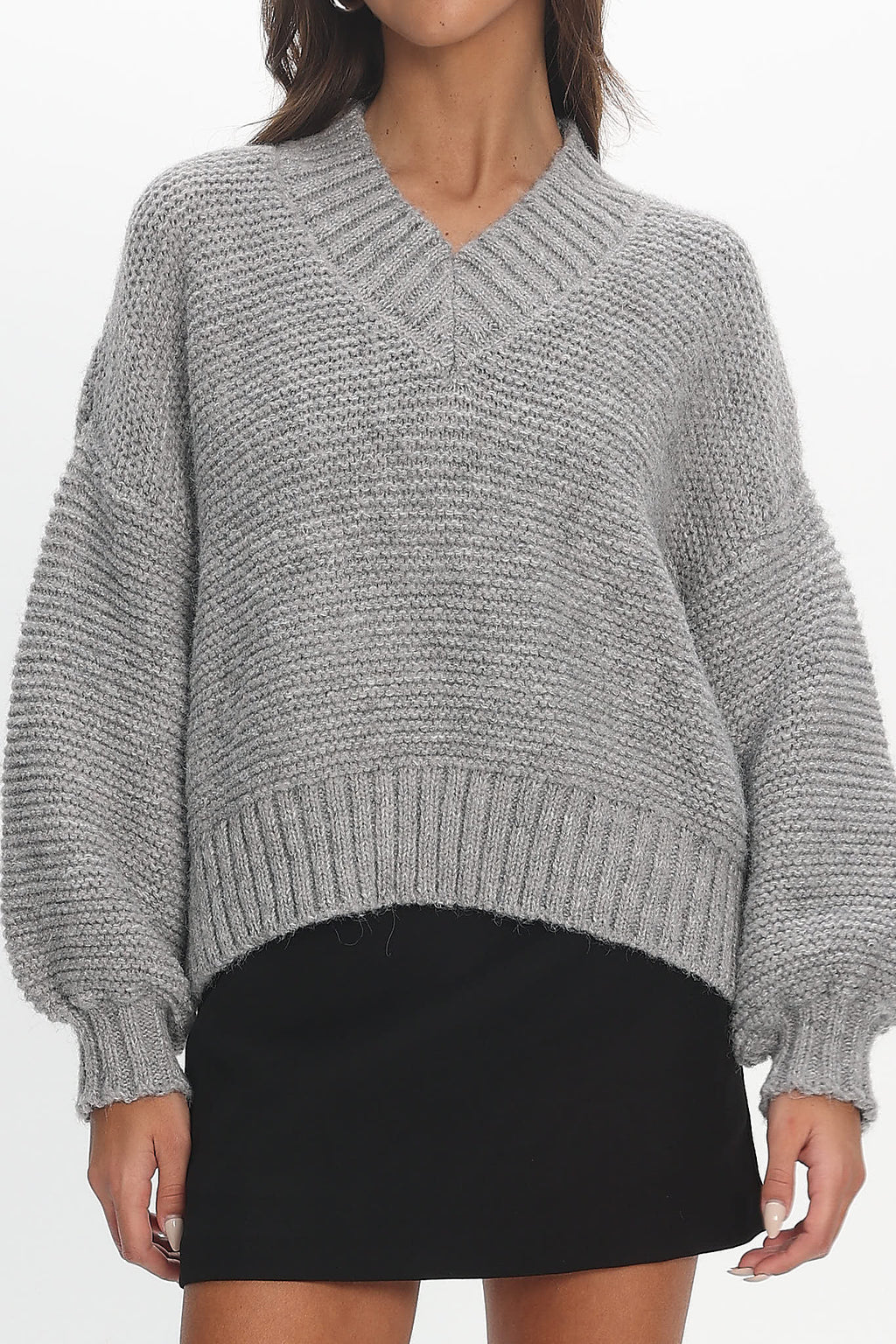 Samaya Chunky Knit Sweater Grey by Selfie Leslie Australia