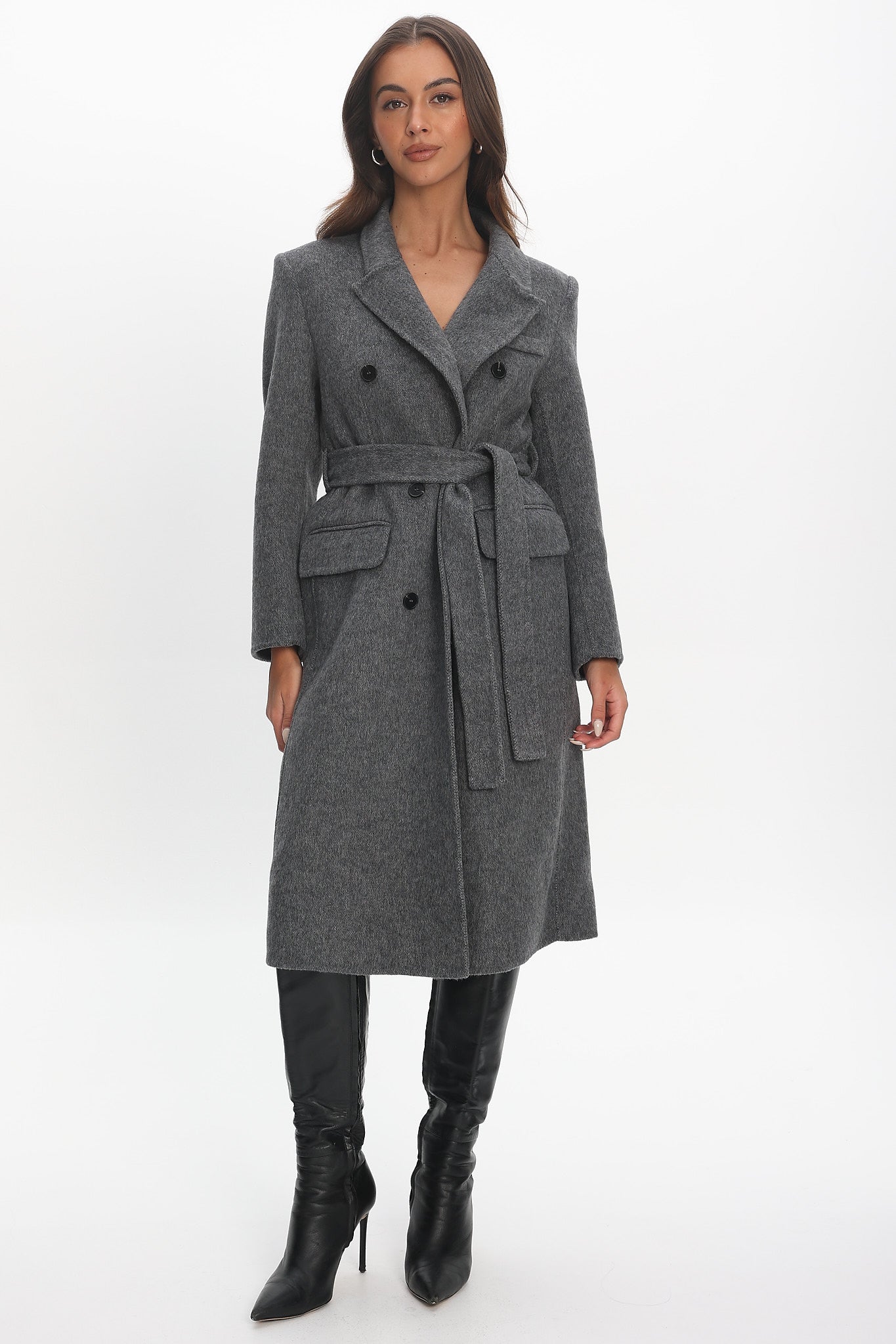 Luciana Waist Tie Trench Coat Grey by Selfie Leslie Australia