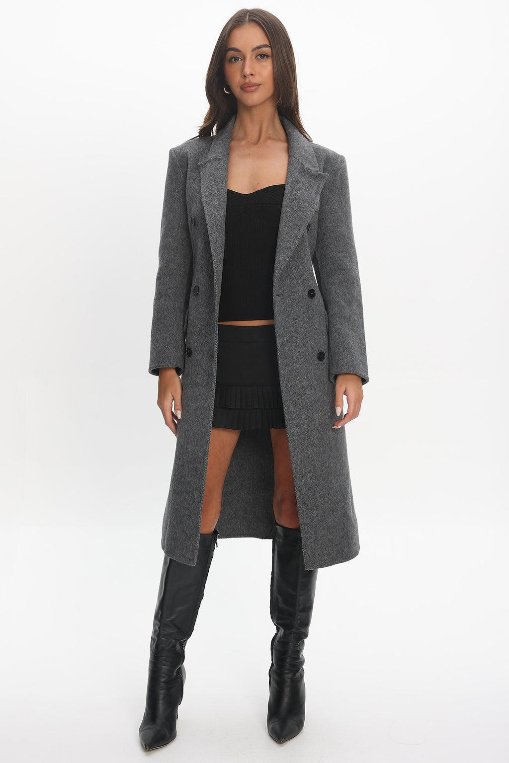 Luciana Waist Tie Trench Coat Grey by Selfie Leslie Australia