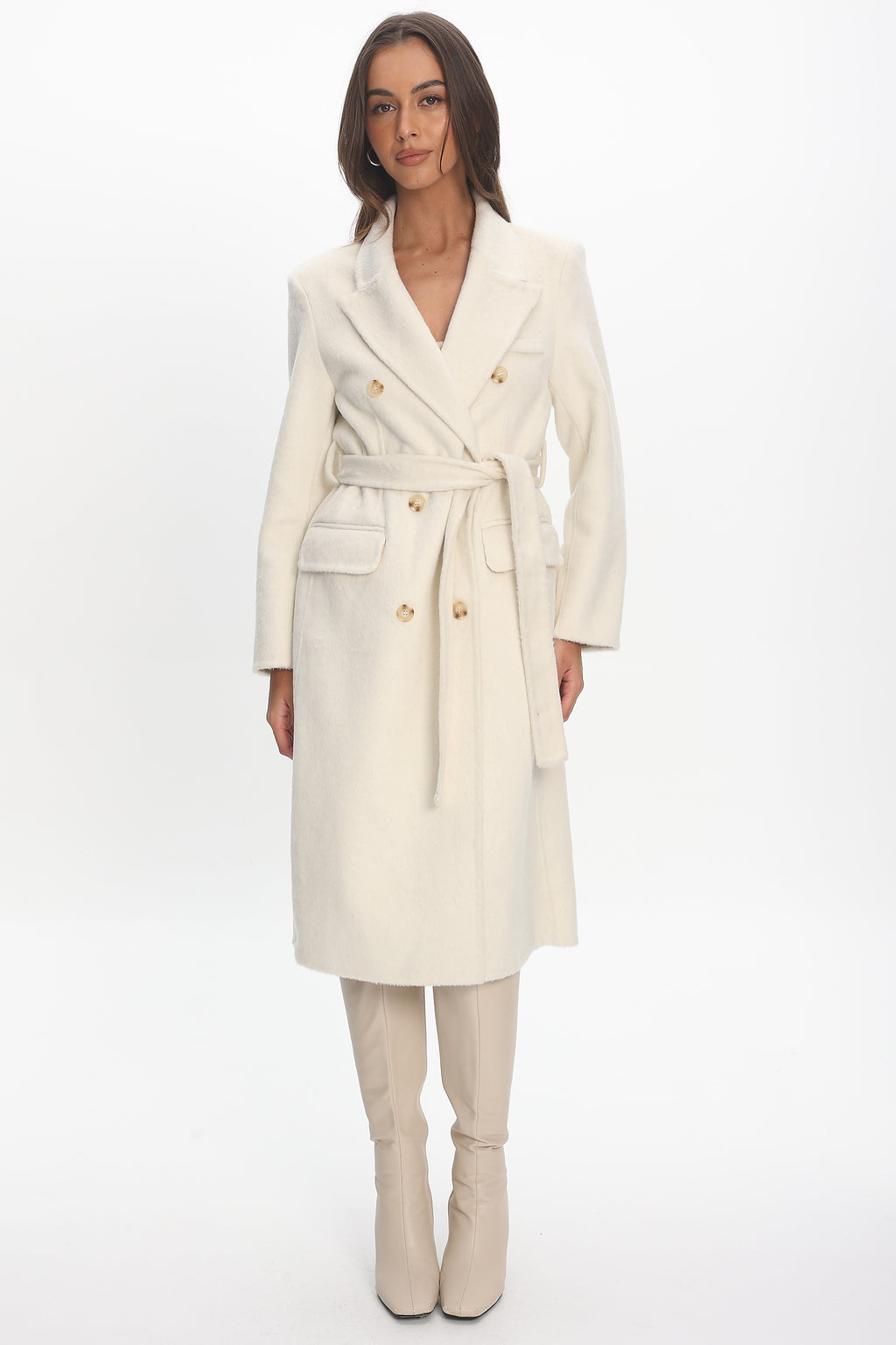 Luciana Waist Tie Trench Coat Oat by Selfie Leslie Australia