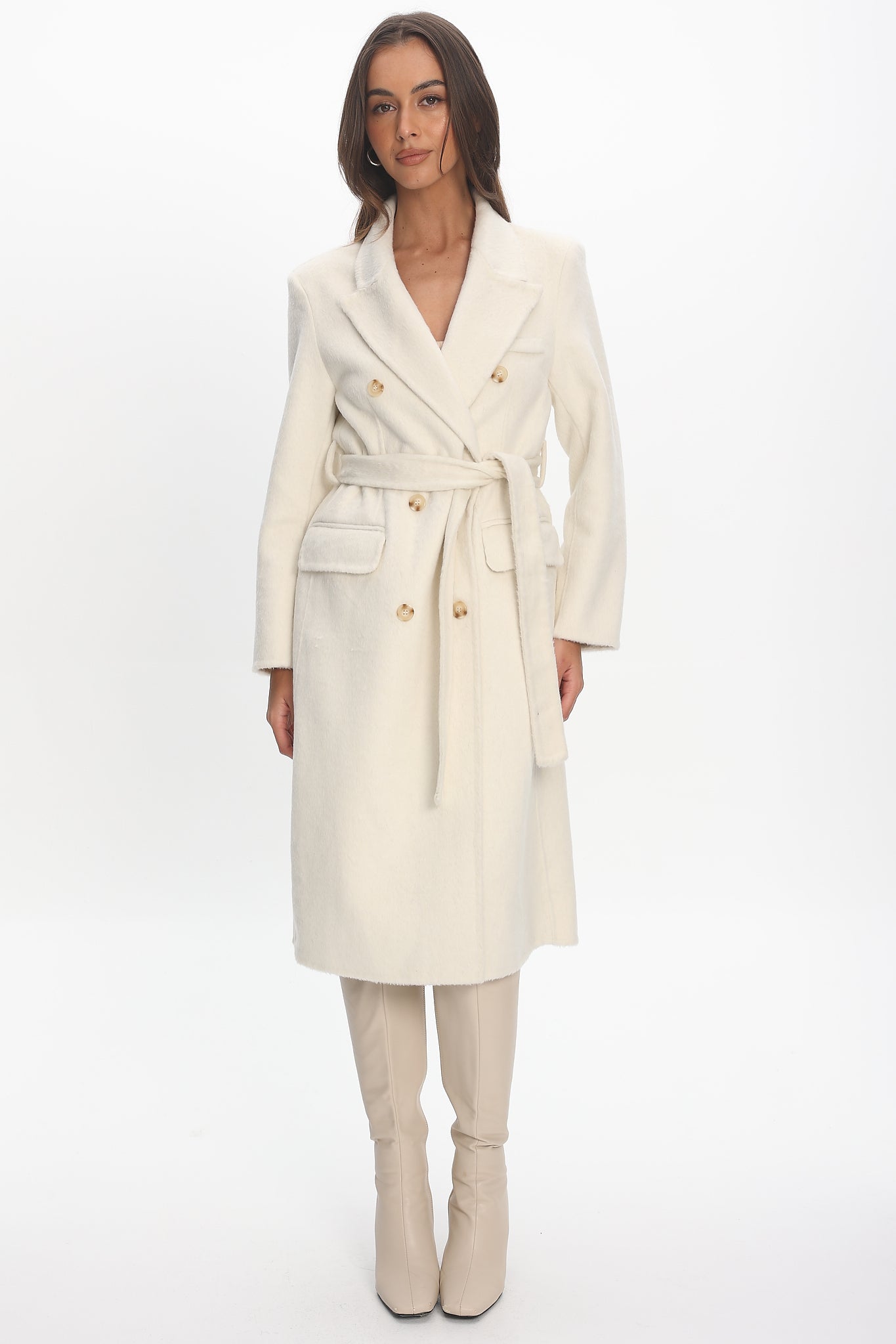 Luciana Waist Tie Trench Coat Oat by Selfie Leslie Australia