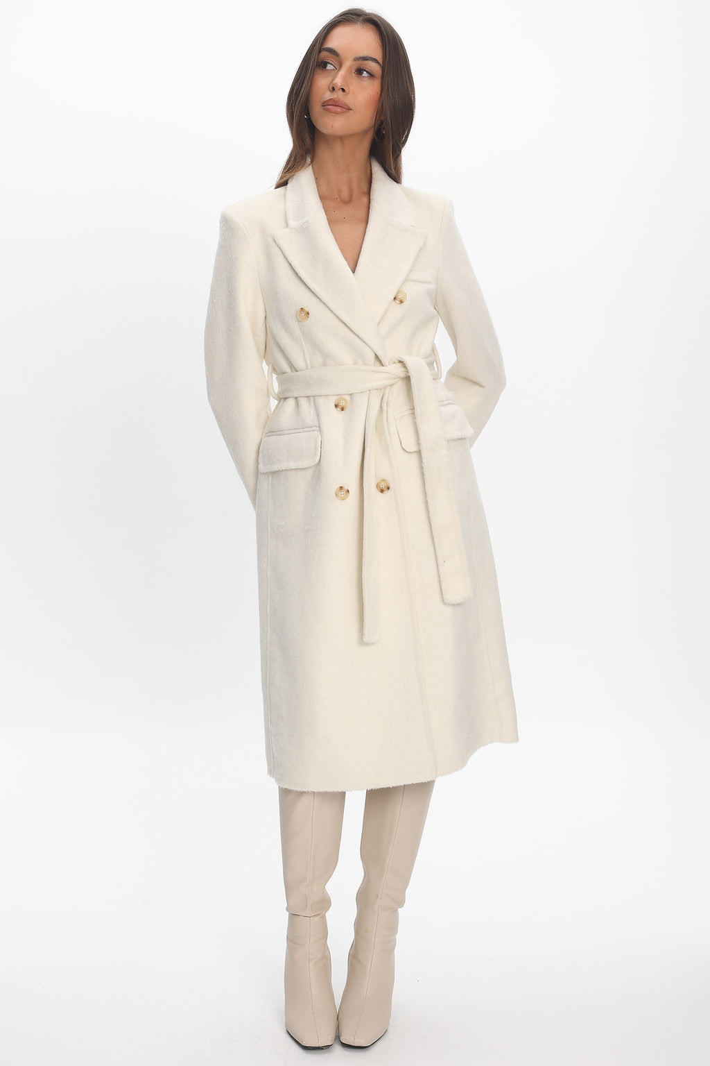 Luciana Waist Tie Trench Coat Oat by Selfie Leslie Australia