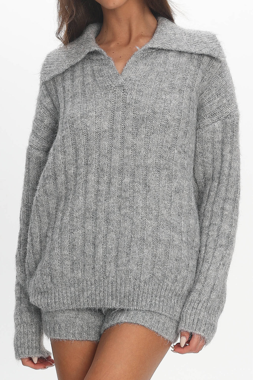 Jenae Oversized Drop Shoulder Sweater Grey by Selfie Leslie Australia
