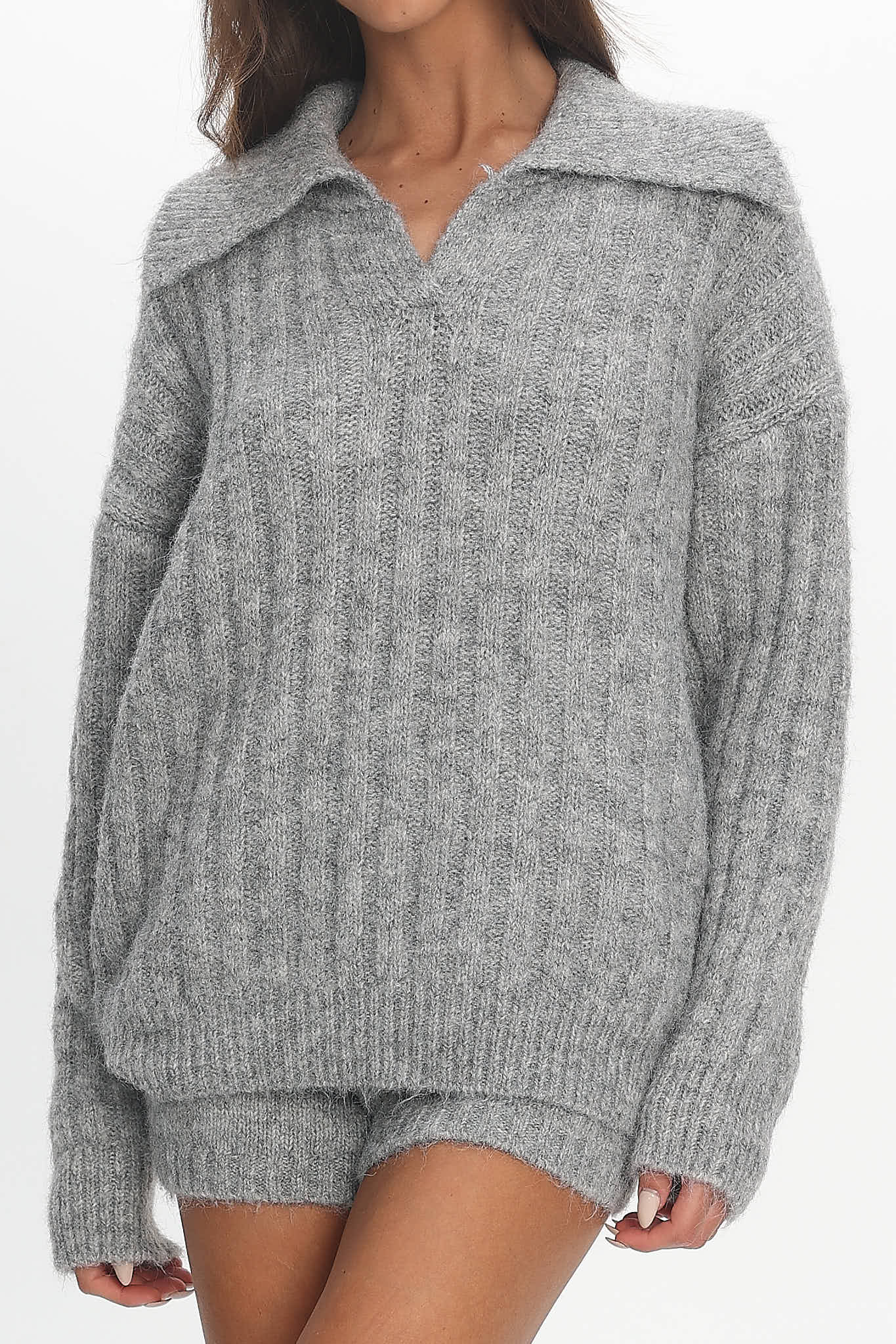 Jenae Oversized Drop Shoulder Sweater Grey by Selfie Leslie Australia