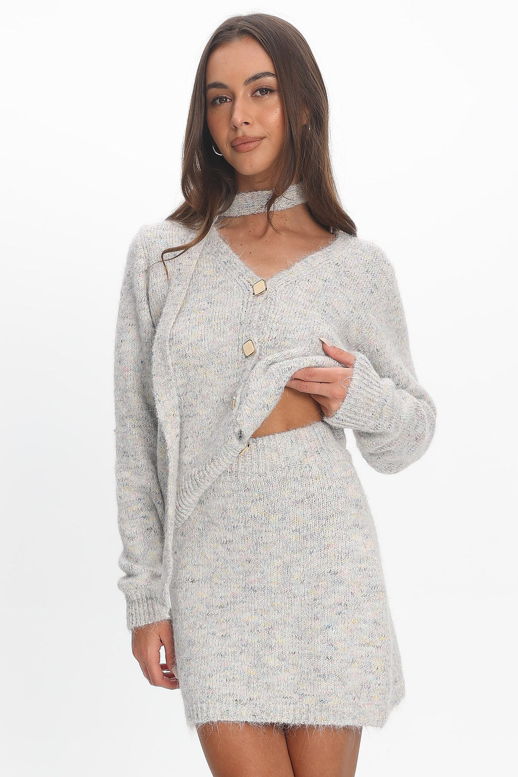 She's Good Knit Mini Skirt Grey