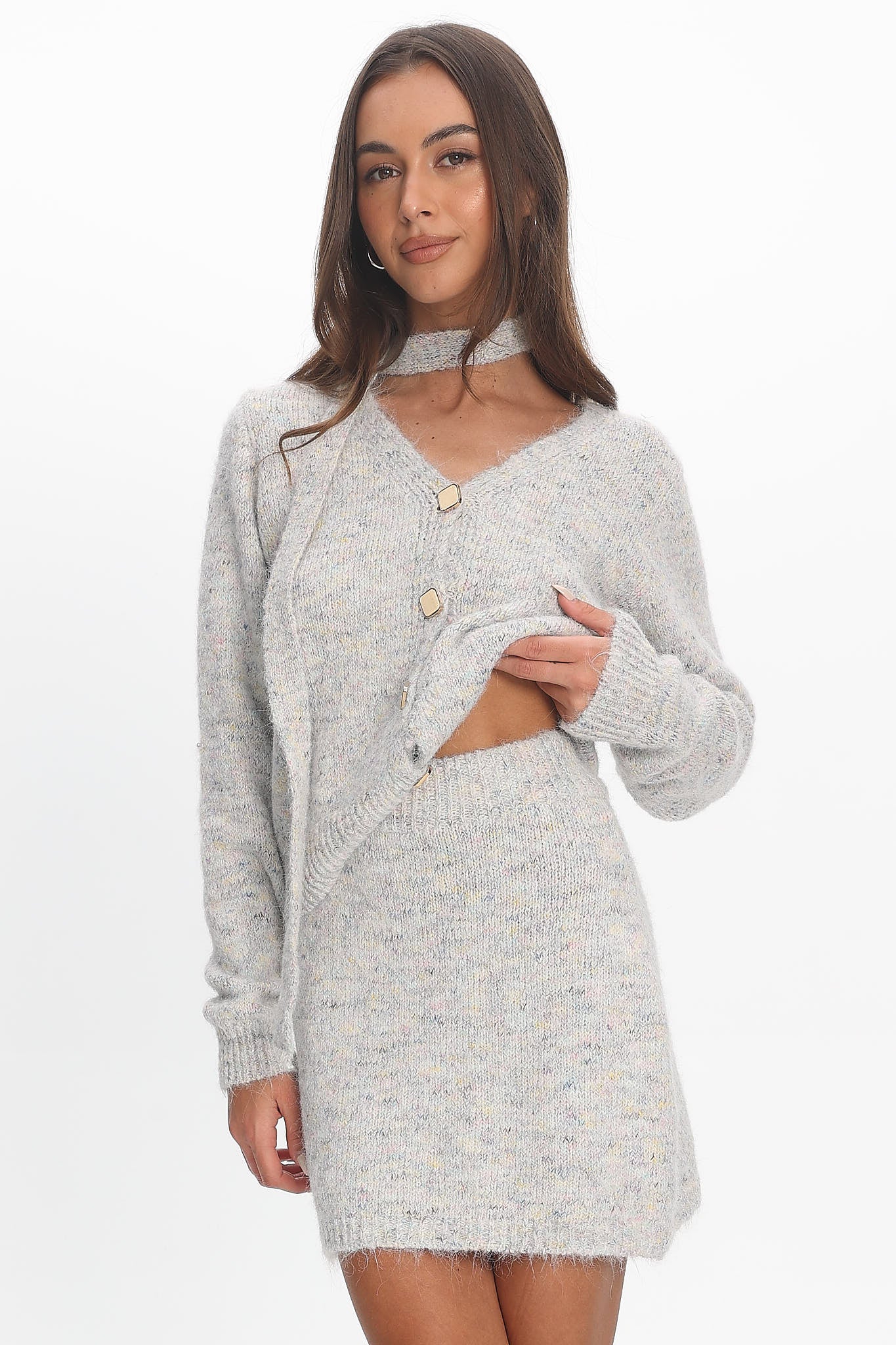 She's Good Knit Mini Skirt Grey