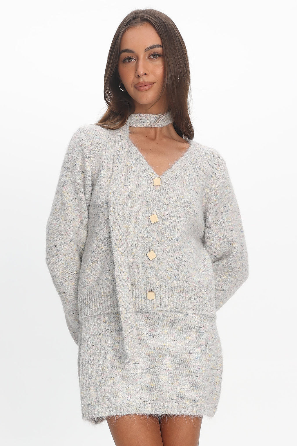 She's Good Knit Mini Skirt Grey