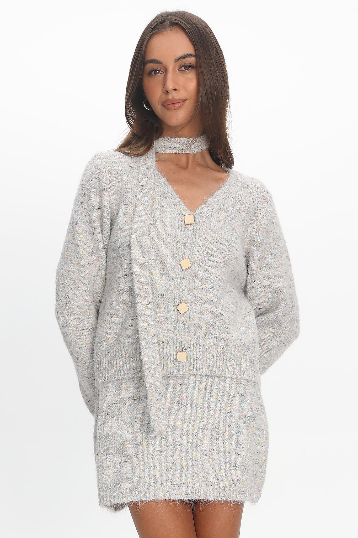 She's Good Knit Mini Skirt Grey