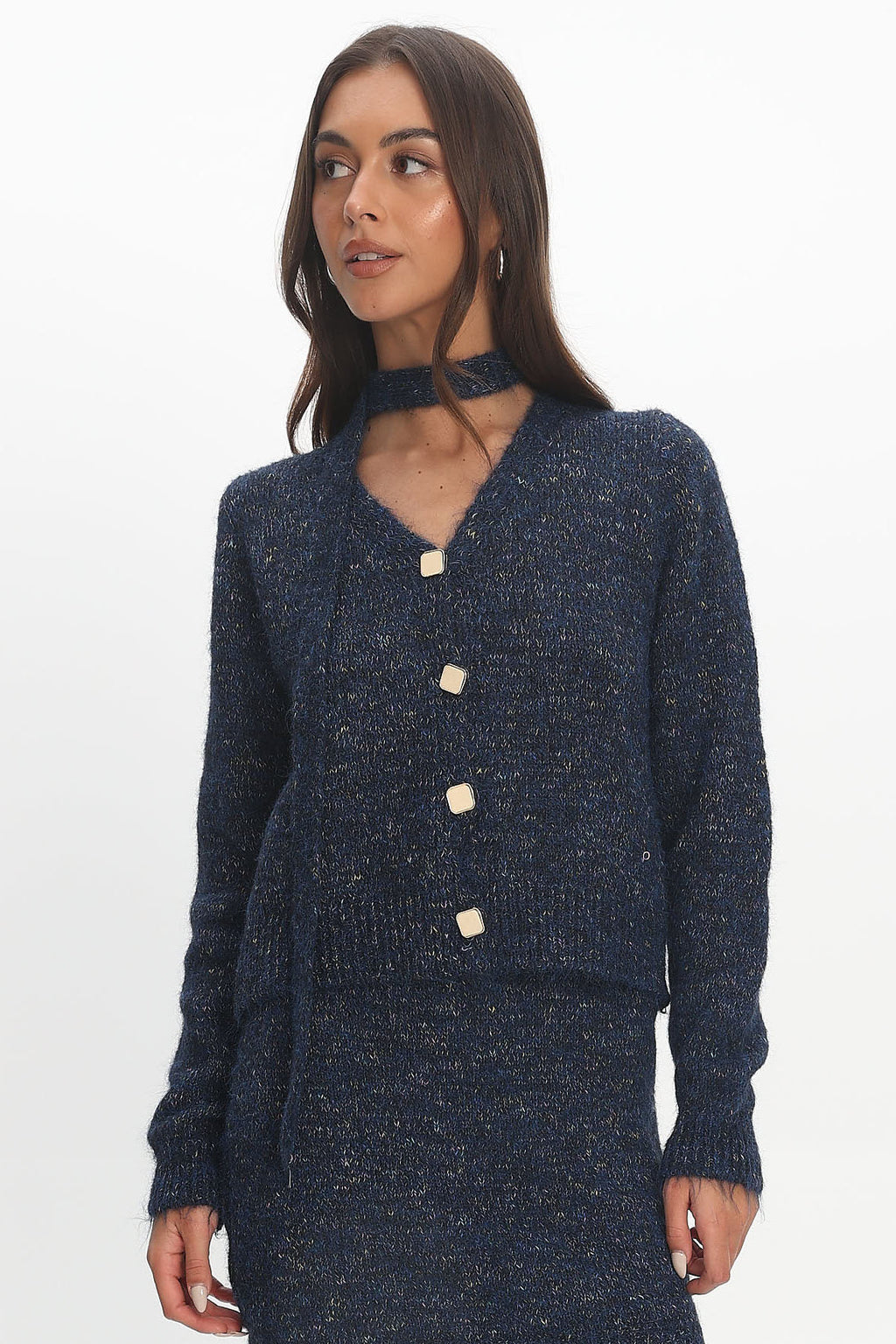 She's Good Button-Up Knit Top Navy by Selfie Leslie Australia