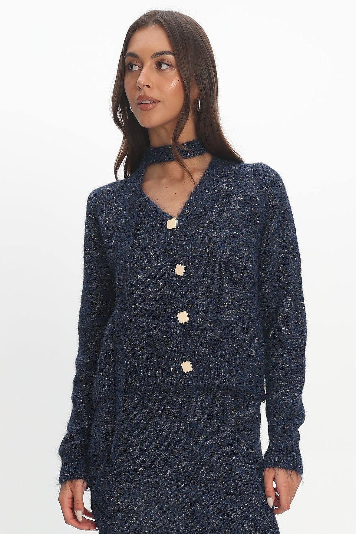 She's Good Button-Up Knit Top Navy by Selfie Leslie Australia