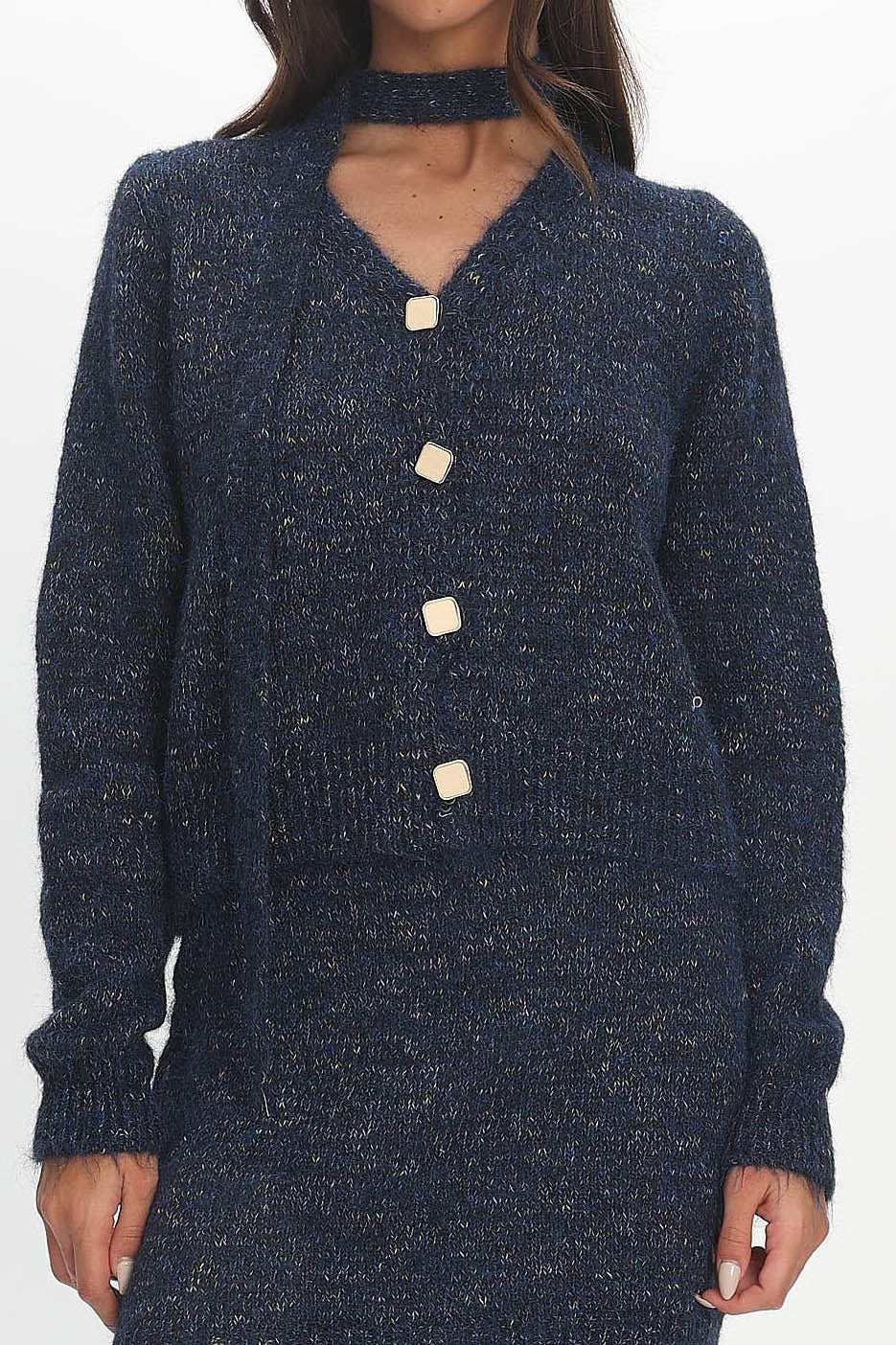 She's Good Button-Up Knit Top Navy by Selfie Leslie Australia