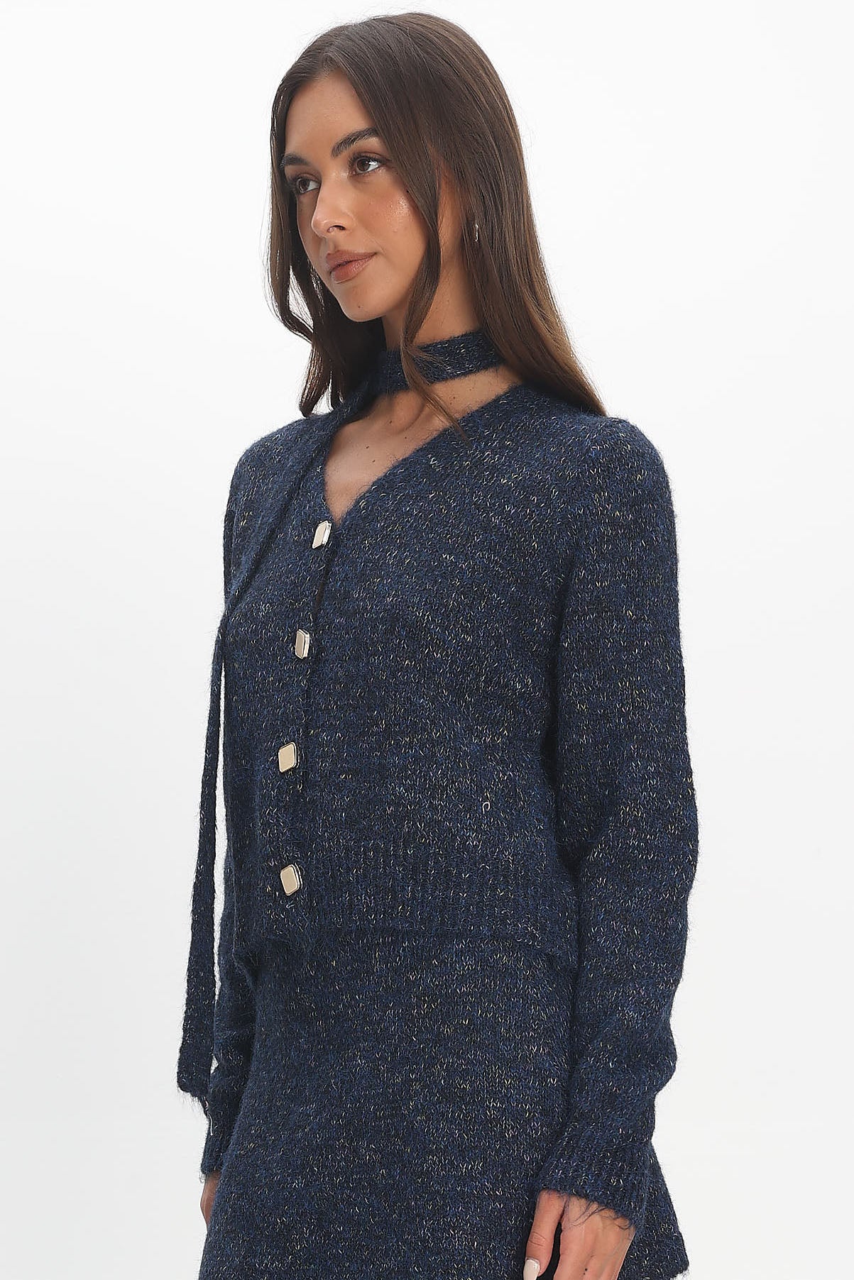 She's Good Button-Up Knit Top Navy by Selfie Leslie Australia
