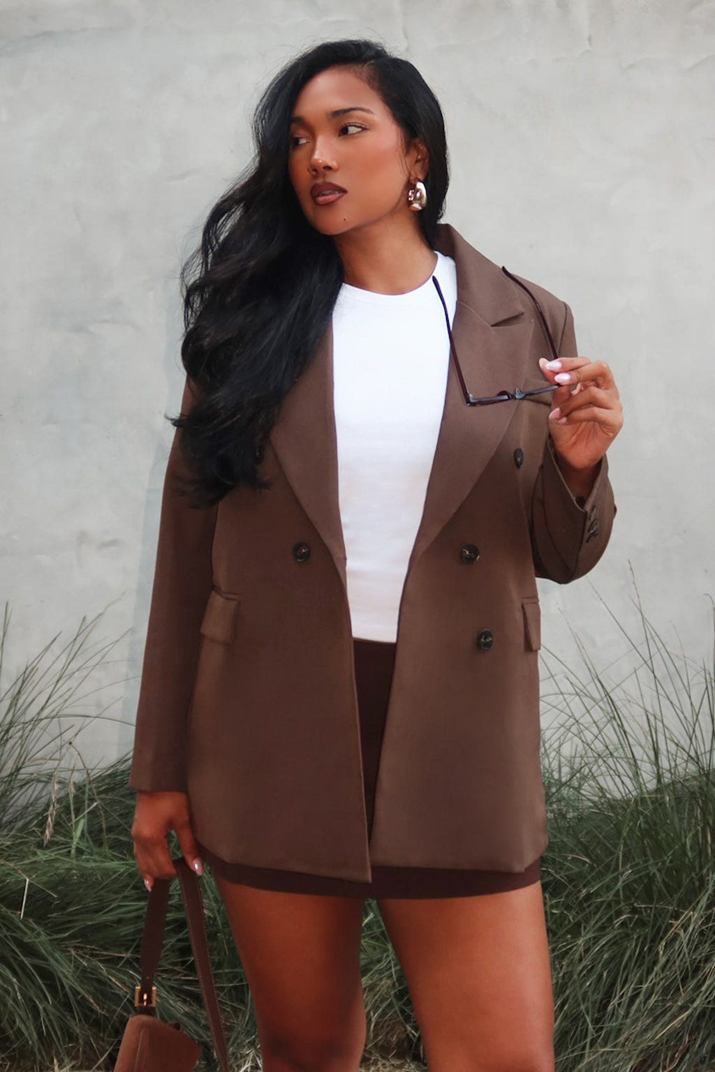 Adrianna Notch Lapel Blazer Chocolate by Selfie Leslie Australia