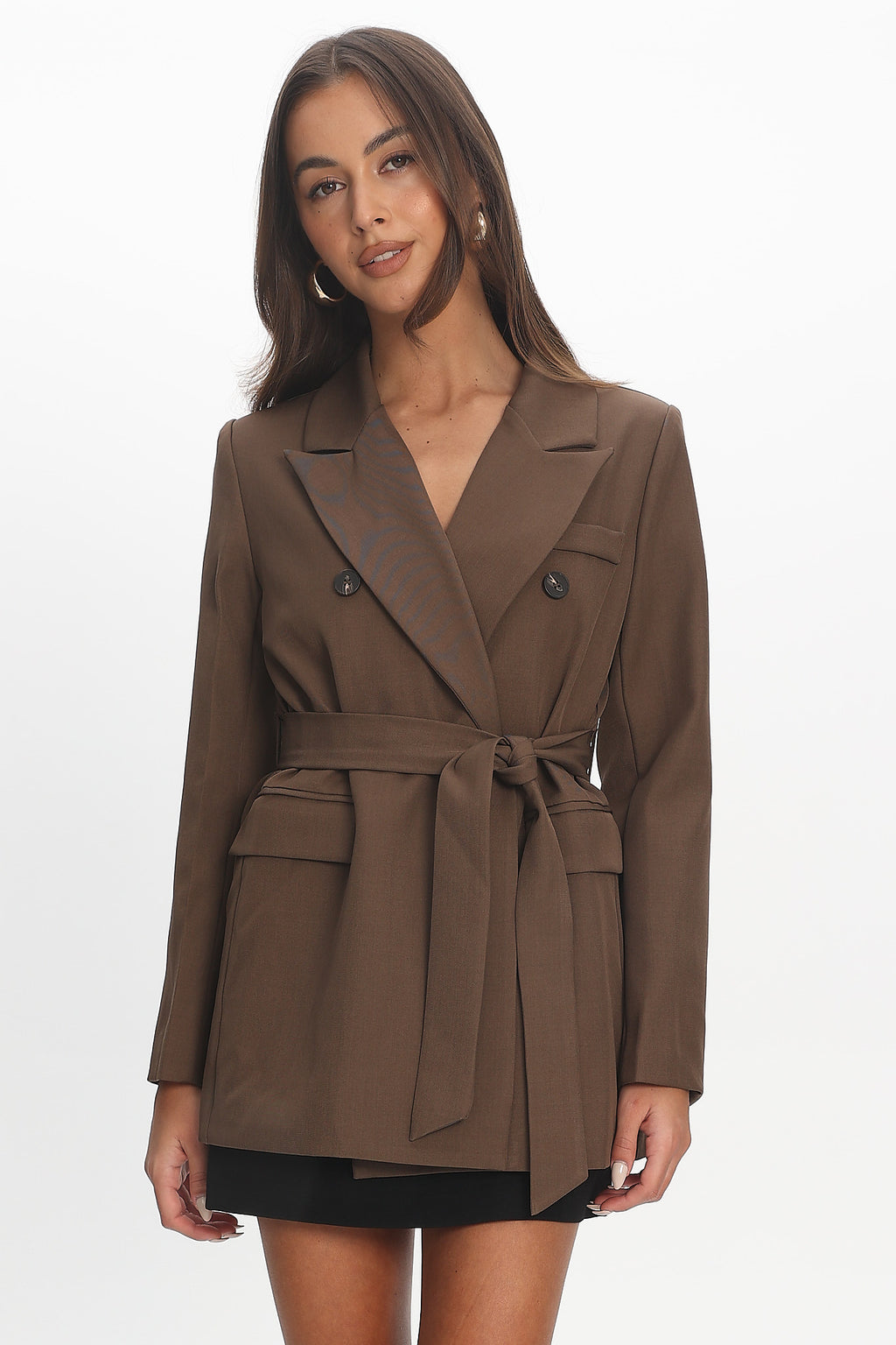 Adrianna Notch Lapel Blazer Chocolate by Selfie Leslie Australia