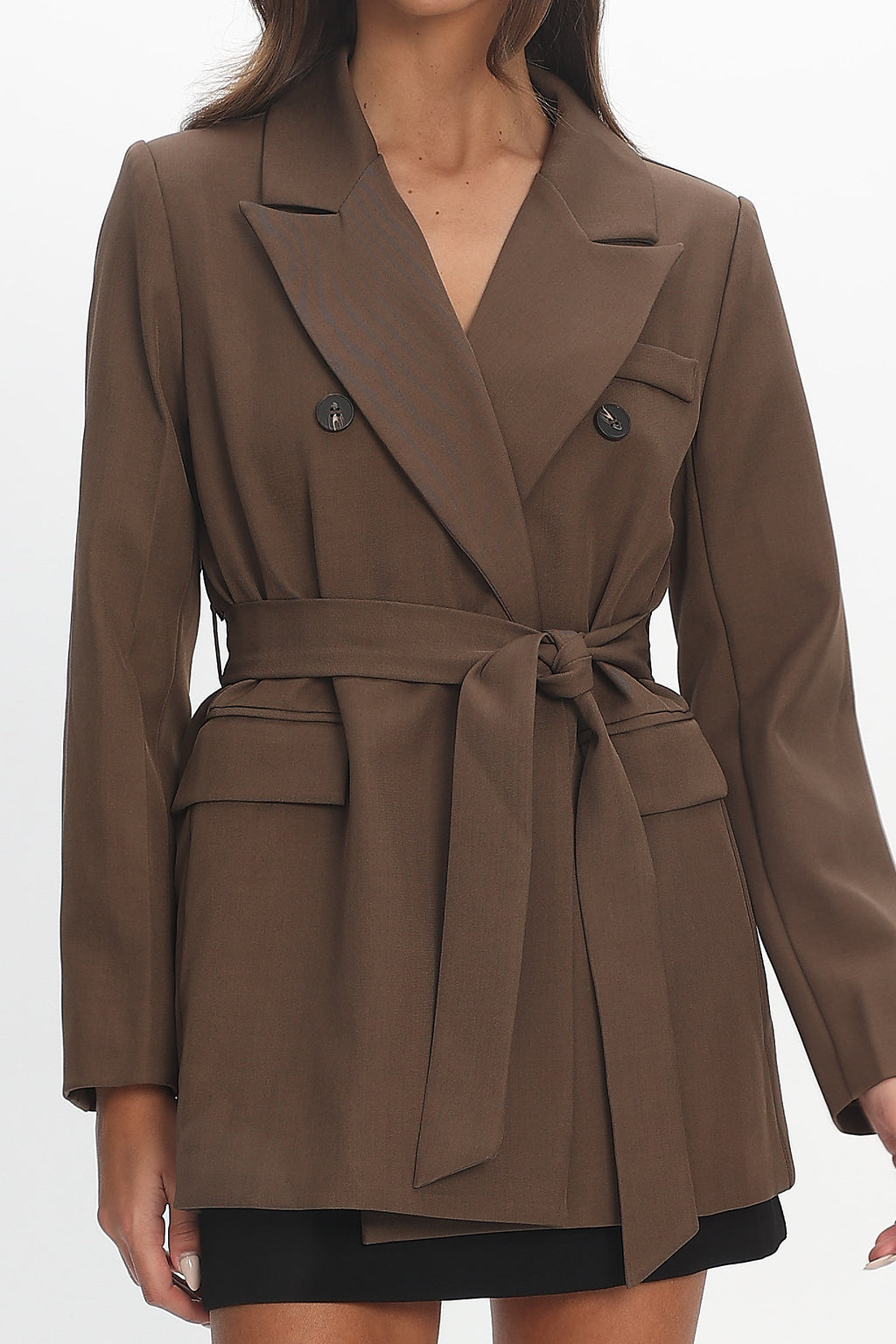 Adrianna Notch Lapel Blazer Chocolate by Selfie Leslie Australia