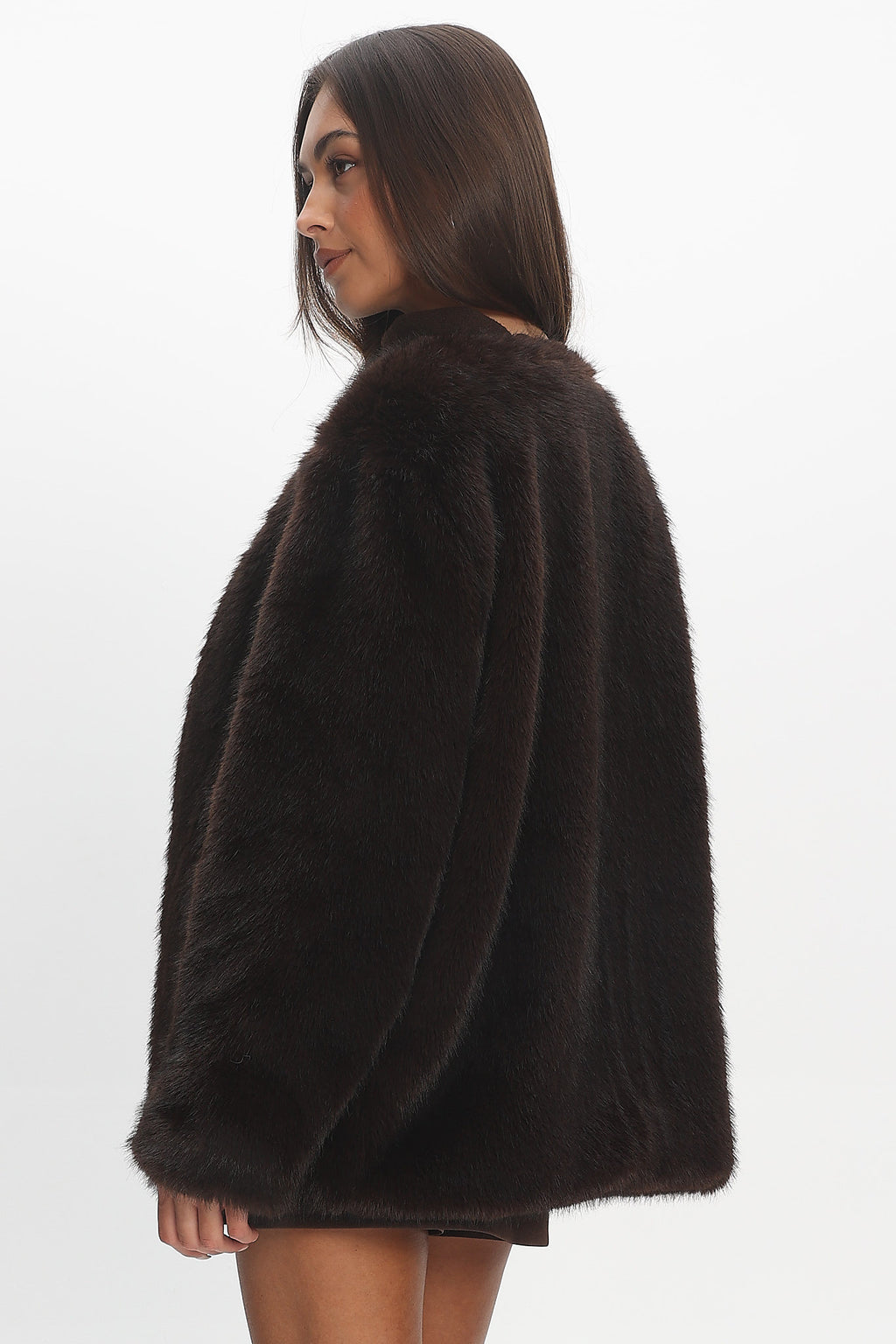 By The Fire Faux Fur Coat Chocolate by Selfie Leslie Australia