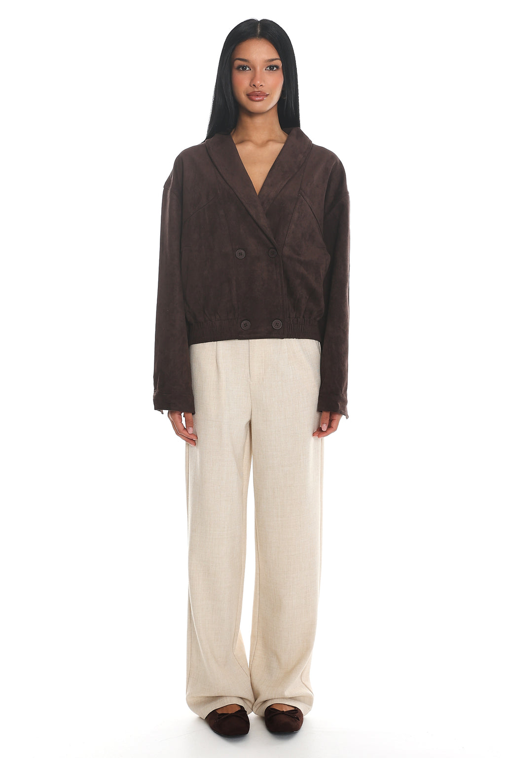 Rampage Faux Suede Blouson Jacket Chocolate by Selfie Leslie Australia