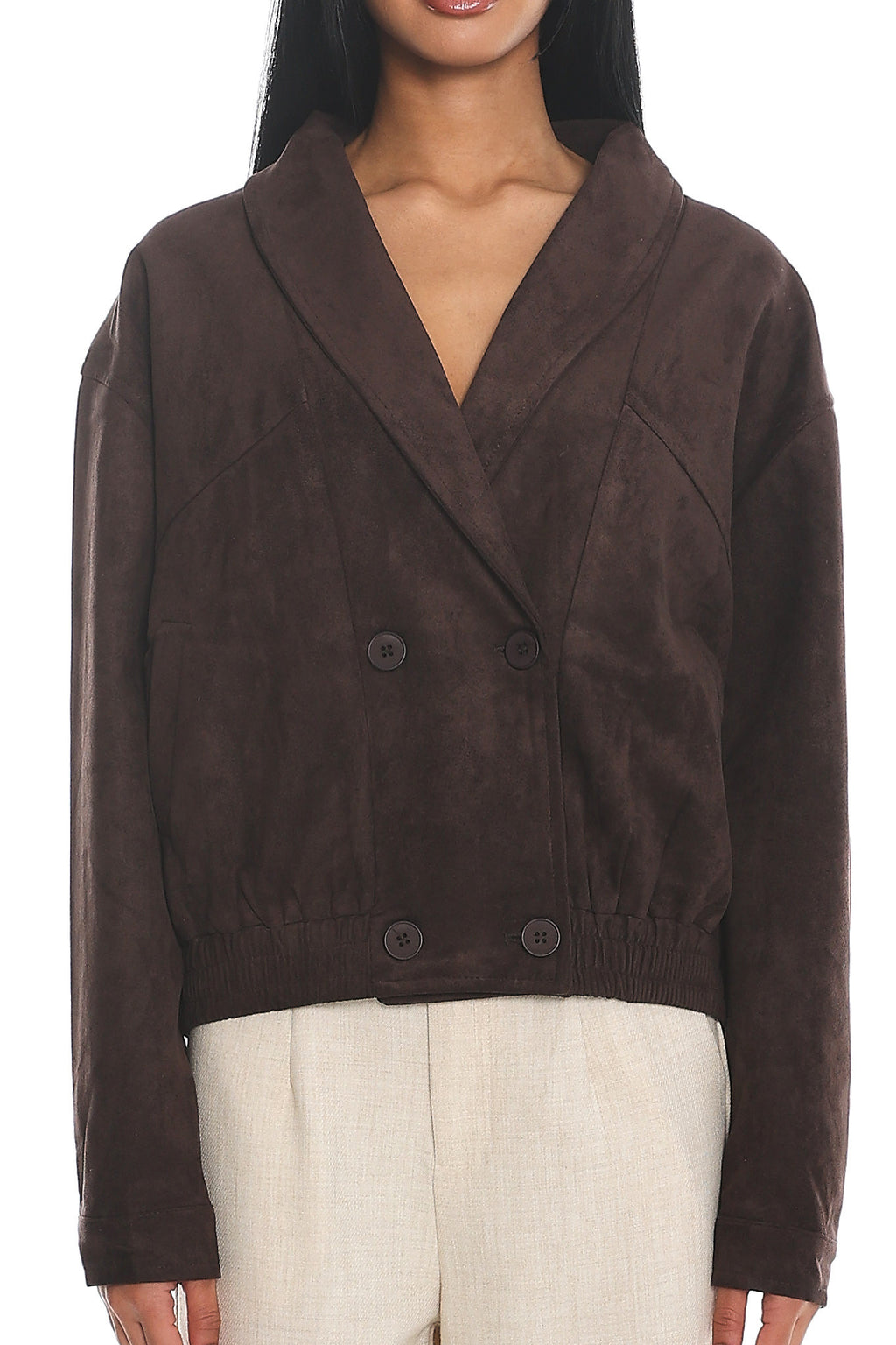 Rampage Faux Suede Blouson Jacket Chocolate by Selfie Leslie Australia