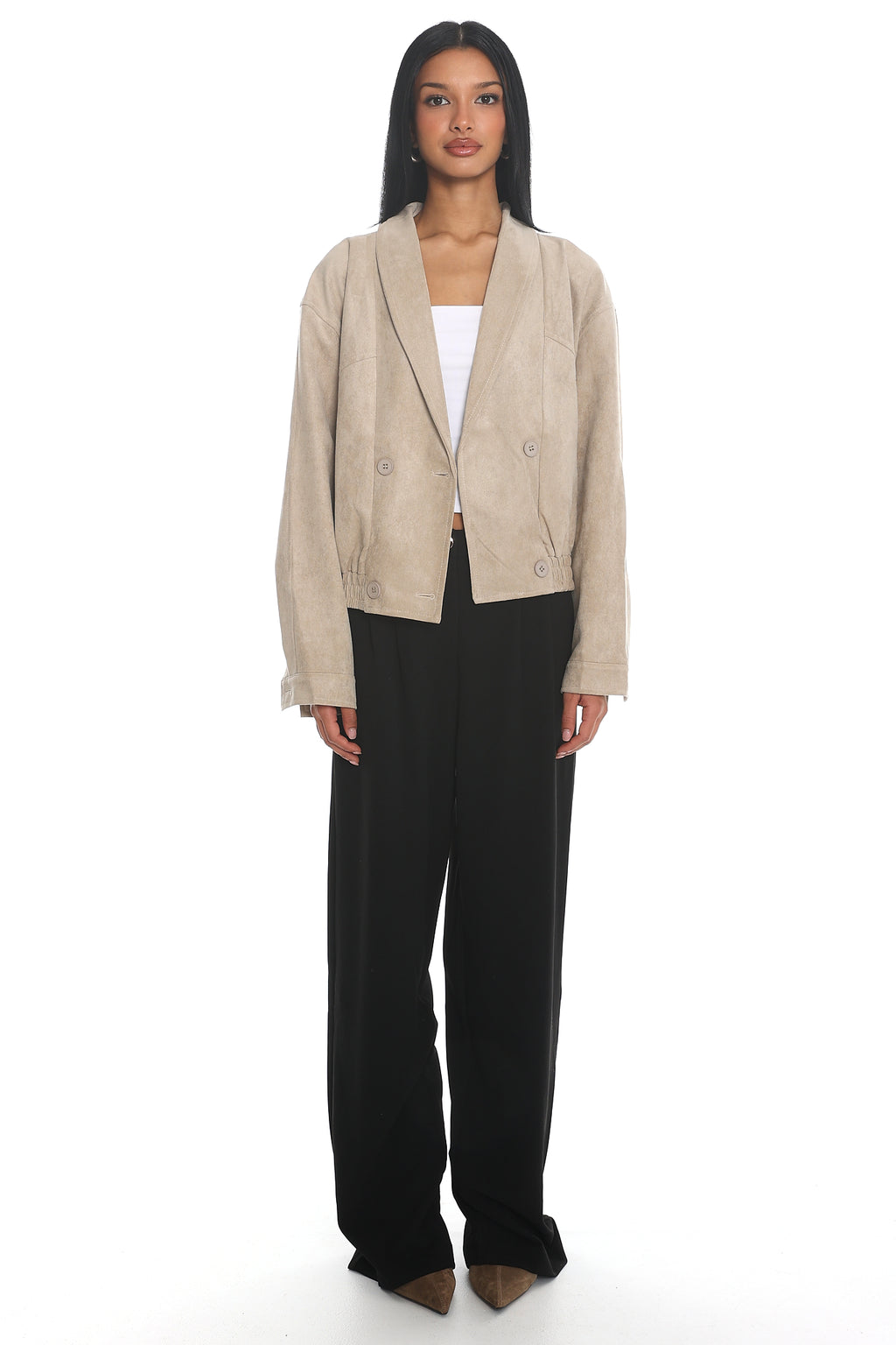 Rampage Faux Suede Blouson Jacket Sand by Selfie Leslie Australia