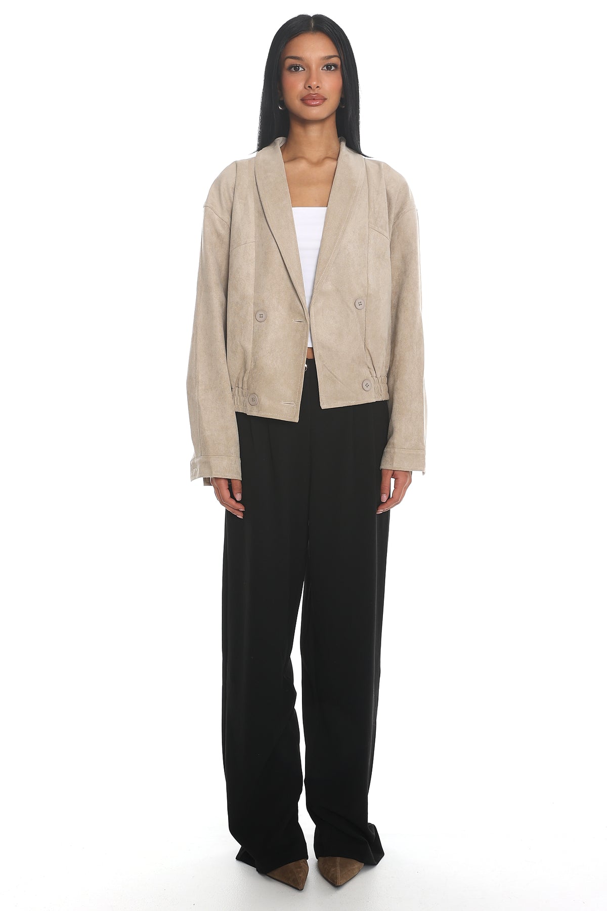 Rampage Faux Suede Blouson Jacket Sand by Selfie Leslie Australia