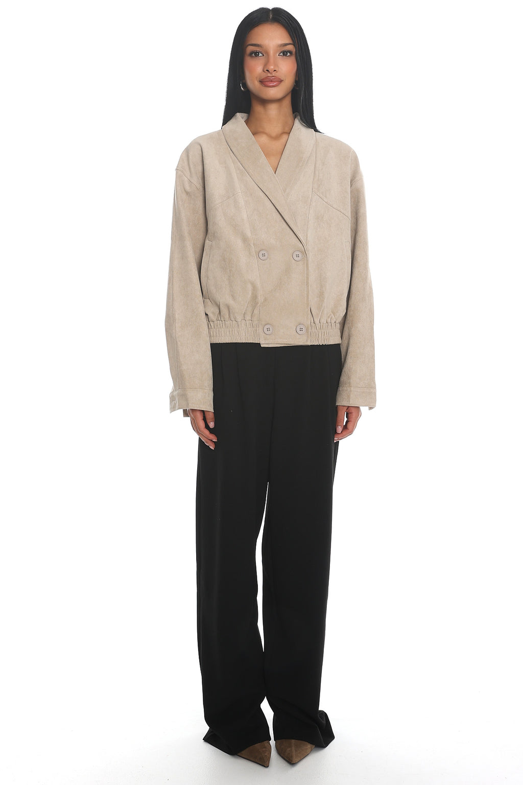 Rampage Faux Suede Blouson Jacket Sand by Selfie Leslie Australia