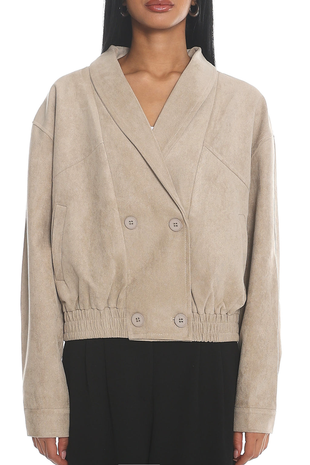 Rampage Faux Suede Blouson Jacket Sand by Selfie Leslie Australia