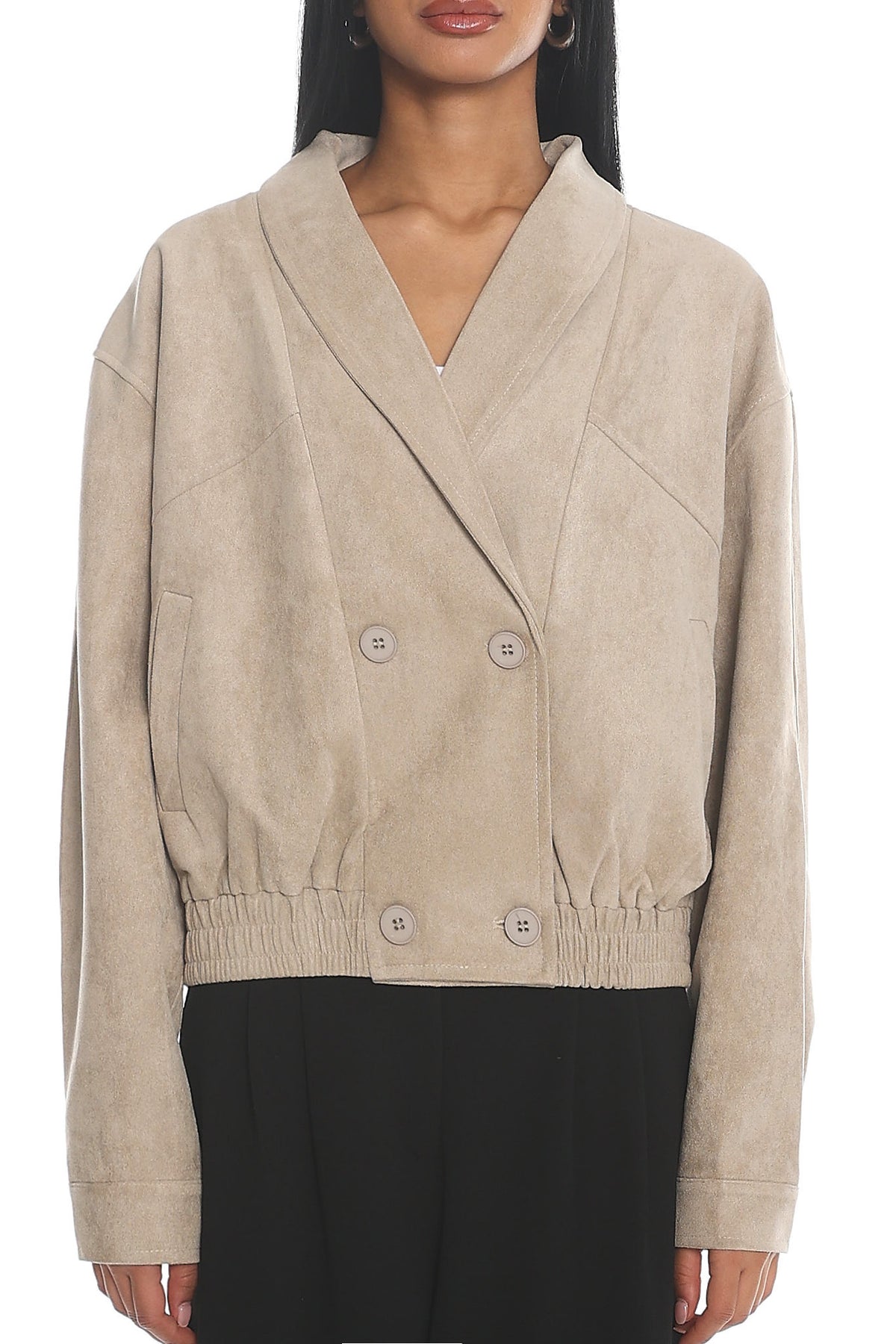 Rampage Faux Suede Blouson Jacket Sand by Selfie Leslie Australia