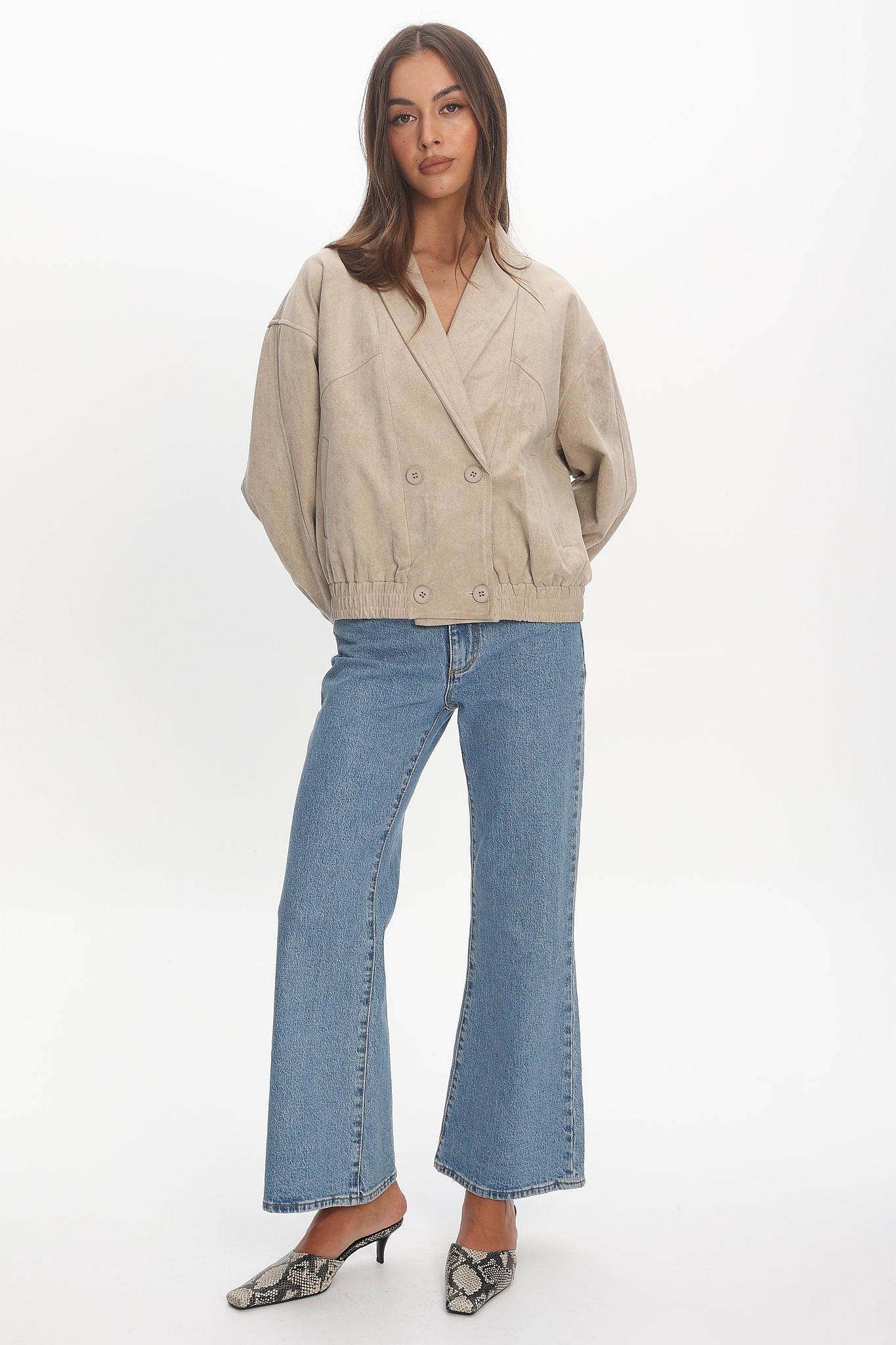 Rampage Faux Suede Blouson Jacket Sand by Selfie Leslie Australia