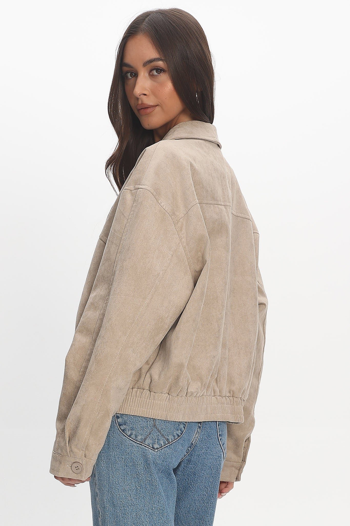 Rampage Faux Suede Blouson Jacket Sand by Selfie Leslie Australia