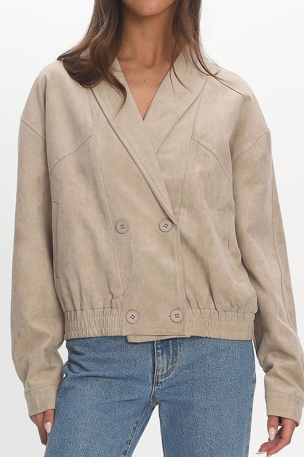 Rampage Faux Suede Blouson Jacket Sand by Selfie Leslie Australia