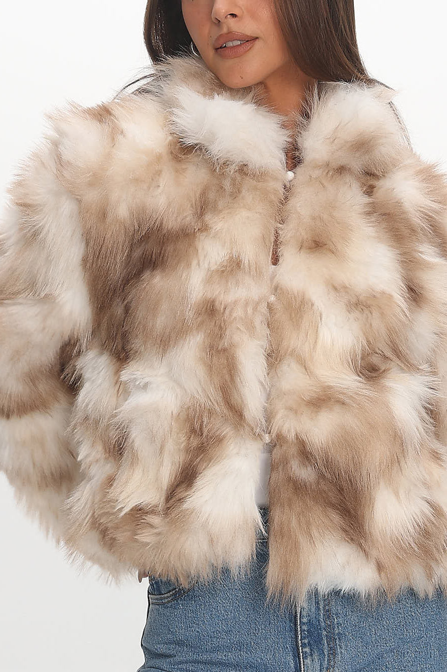 Moving On Faux Fur Coat Beige by Selfie Leslie Australia