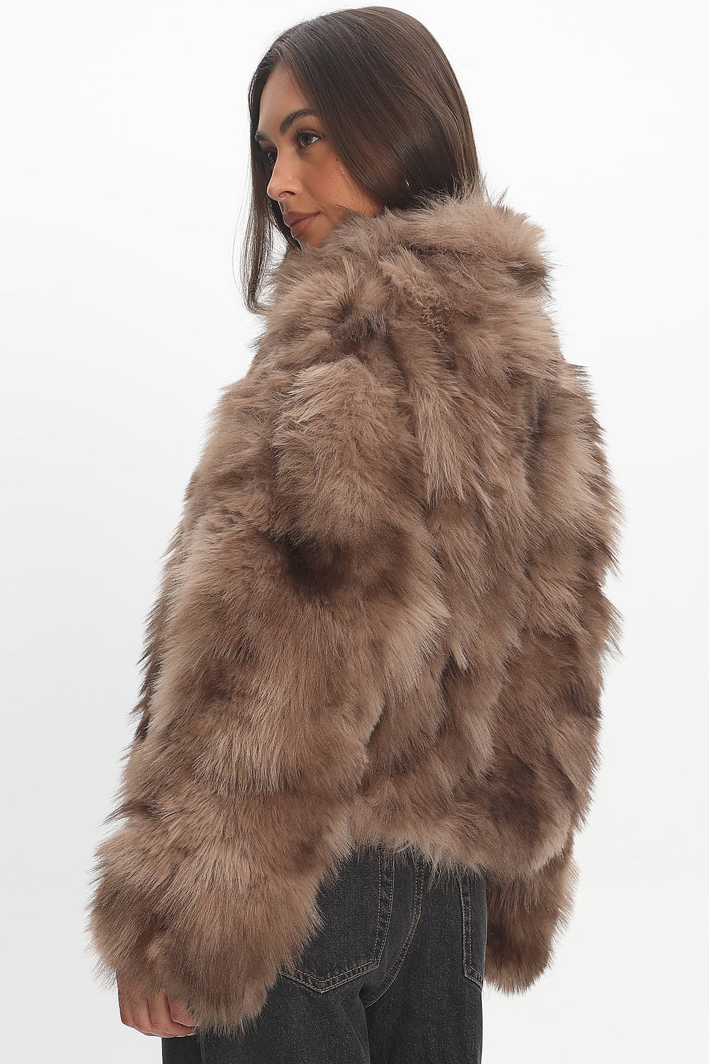 Moving On Faux Fur Coat Mocha by Selfie Leslie Australia