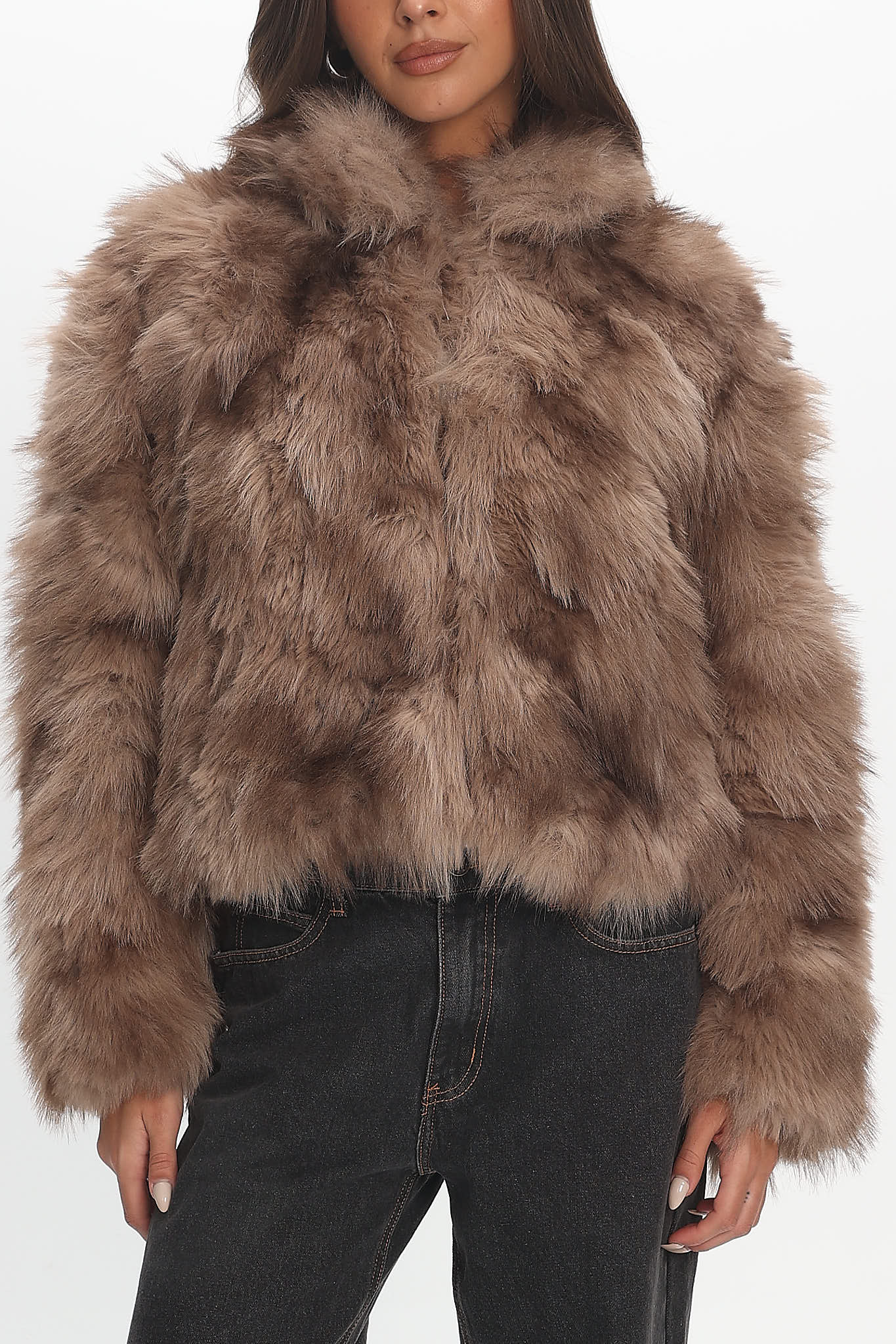 Moving On Faux Fur Coat Mocha by Selfie Leslie Australia