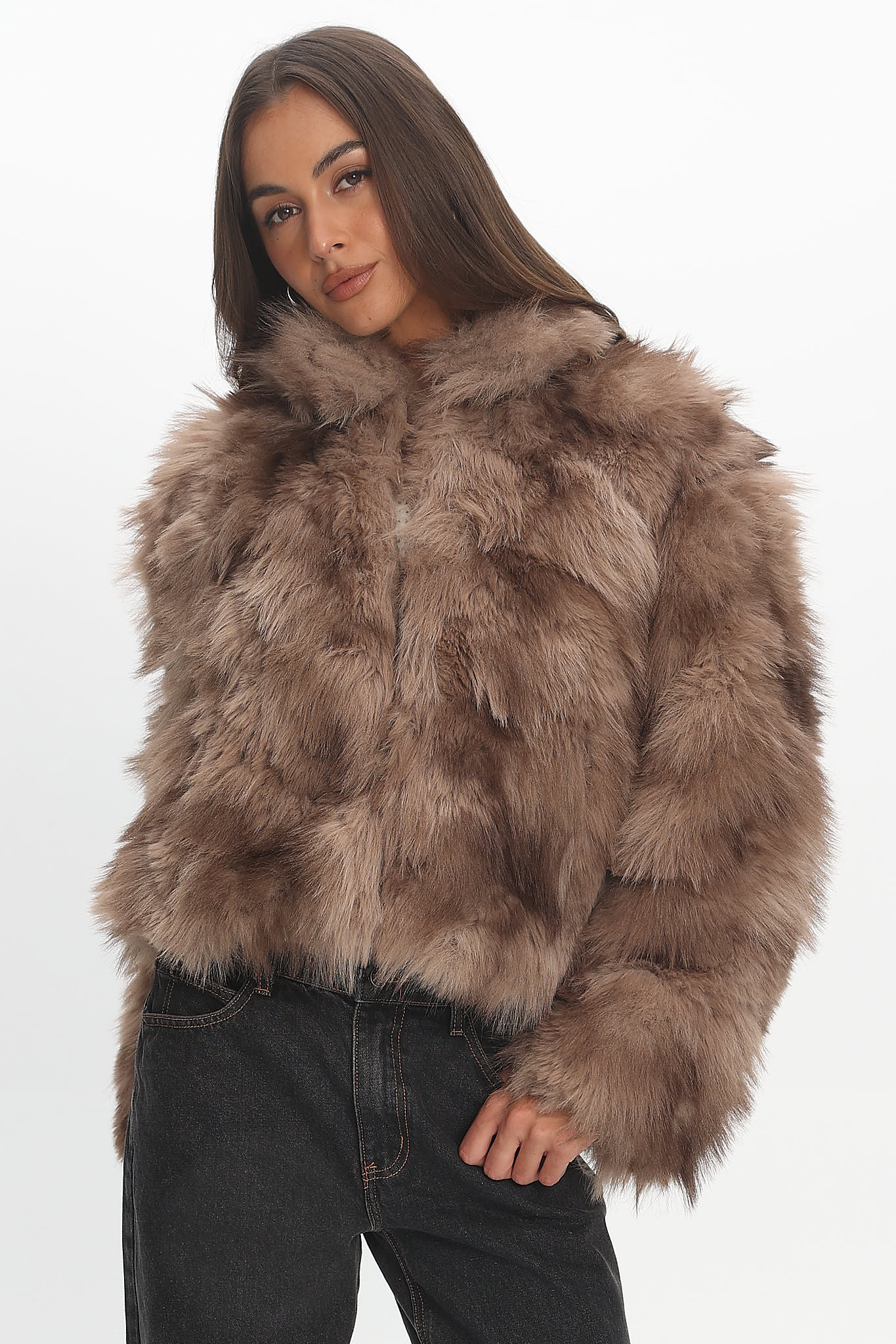 Moving On Faux Fur Coat Mocha by Selfie Leslie Australia
