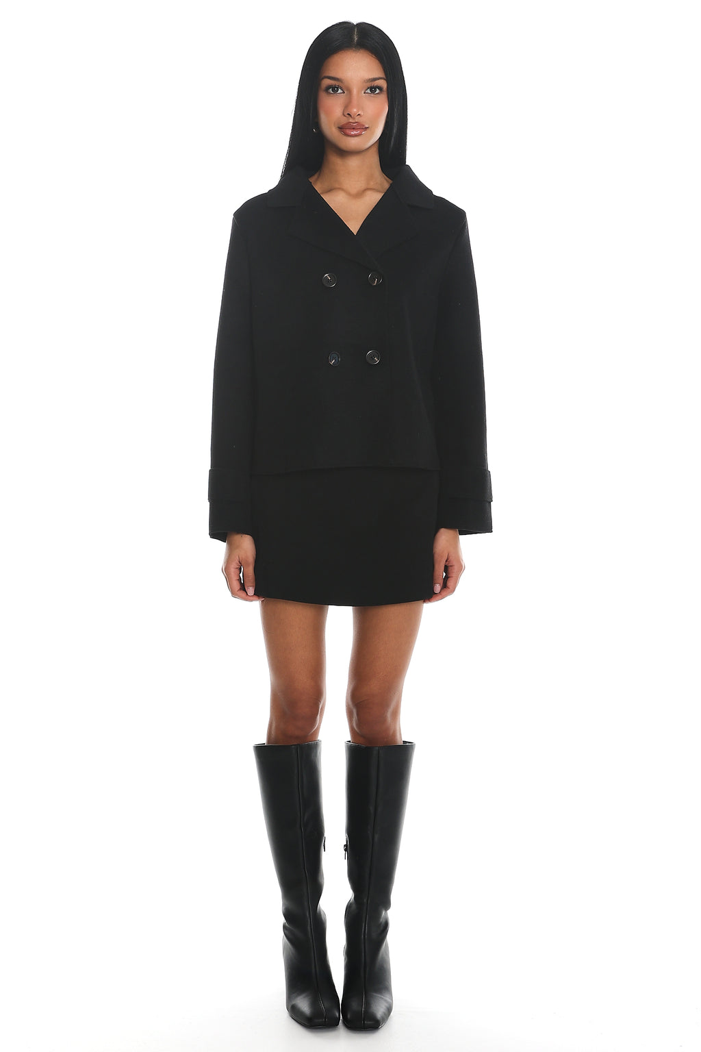 London Night Double-Breasted Coat Black by Selfie Leslie Australia