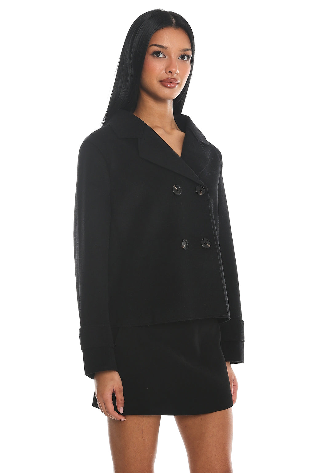 London Night Double-Breasted Coat Black by Selfie Leslie Australia