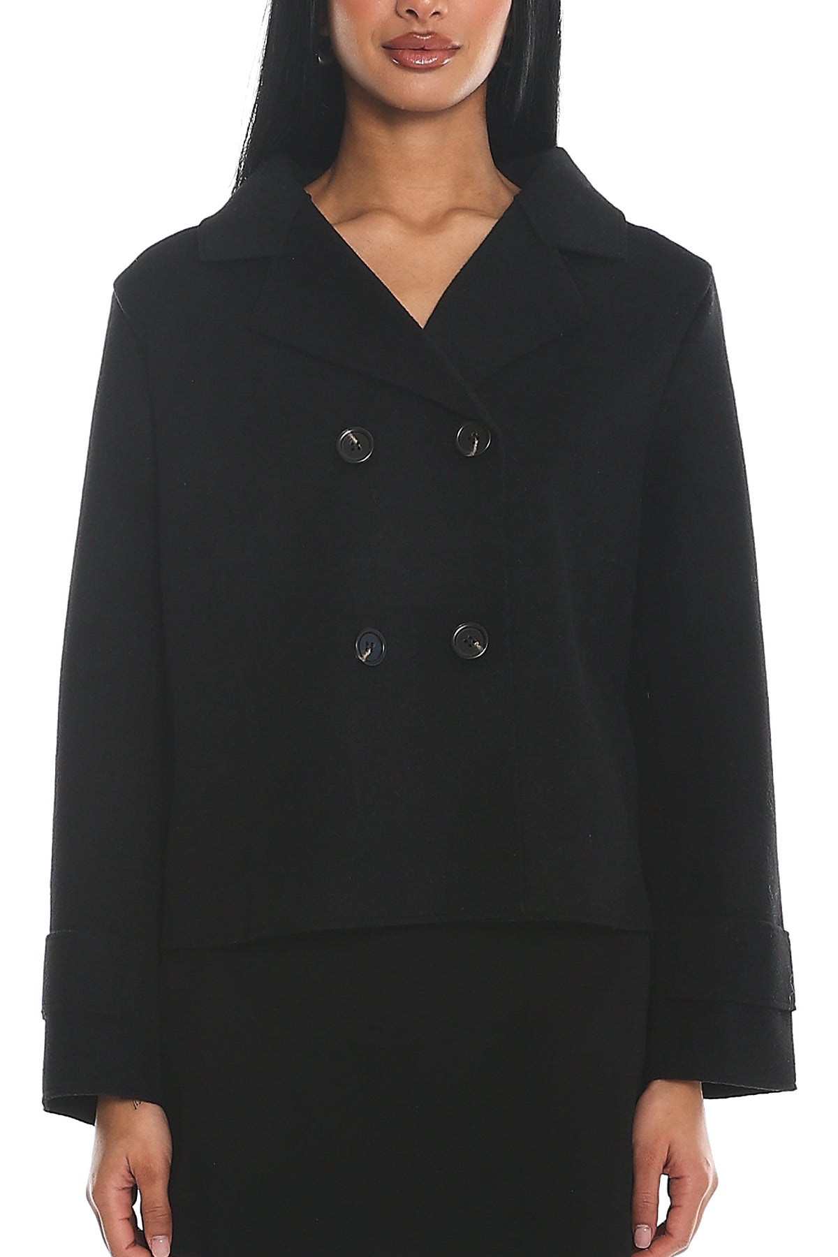 London Night Double-Breasted Coat Black by Selfie Leslie Australia