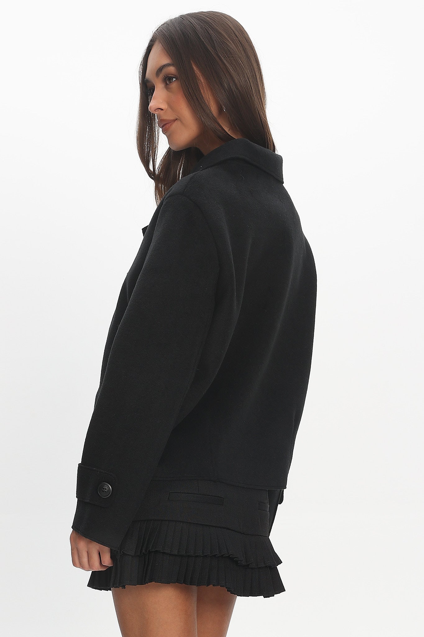 London Night Double-Breasted Coat Black by Selfie Leslie Australia