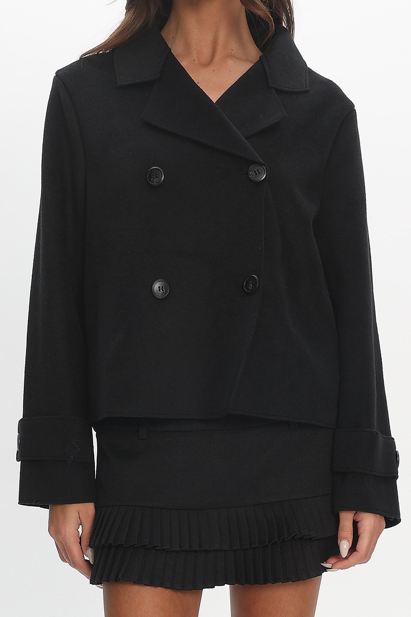 London Night Double-Breasted Coat Black by Selfie Leslie Australia
