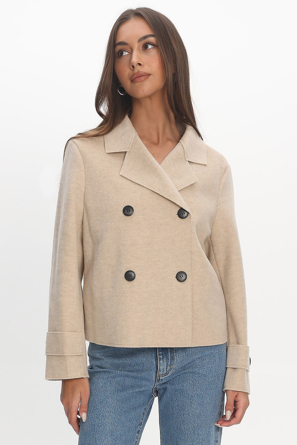 London Night Double-Breasted Coat Oat by Selfie Leslie Australia