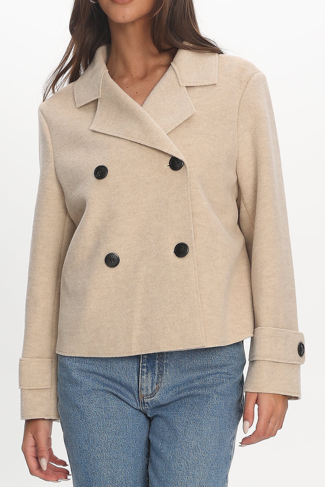 London Night Double-Breasted Coat Oat by Selfie Leslie Australia